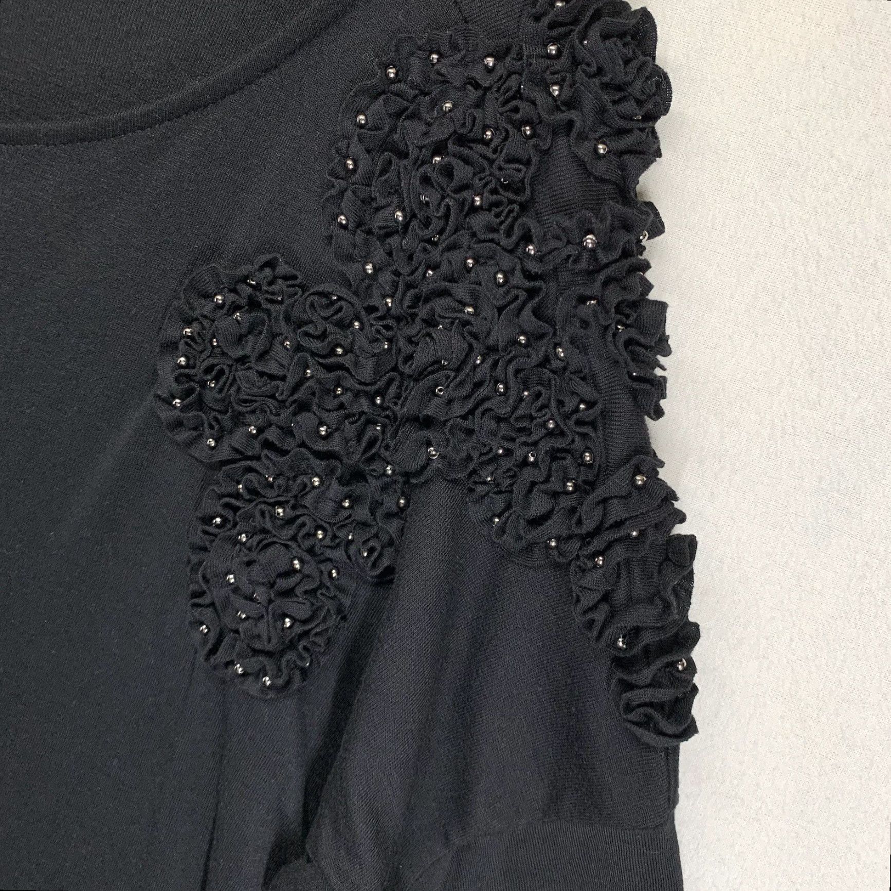 MISA Los Angeles Ya Los Angeles Women's Black Embroidered Shoulder Dress Medium 3/4 Sleeve Knee Length Casual Formal Gothic Rock Size M / US 6-8 / IT 42-44 - 5 Thumbnail