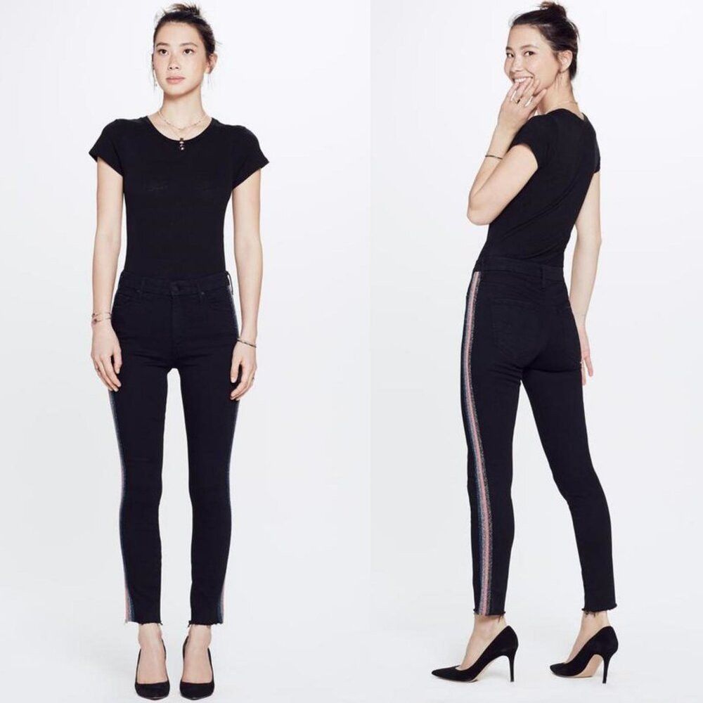 MOTHER MOTHER The Looker Ankle Fray Guilty Glitter Racer Jeans Siz Size 28" / US 6 / IT 42 - 2 Thumbnail