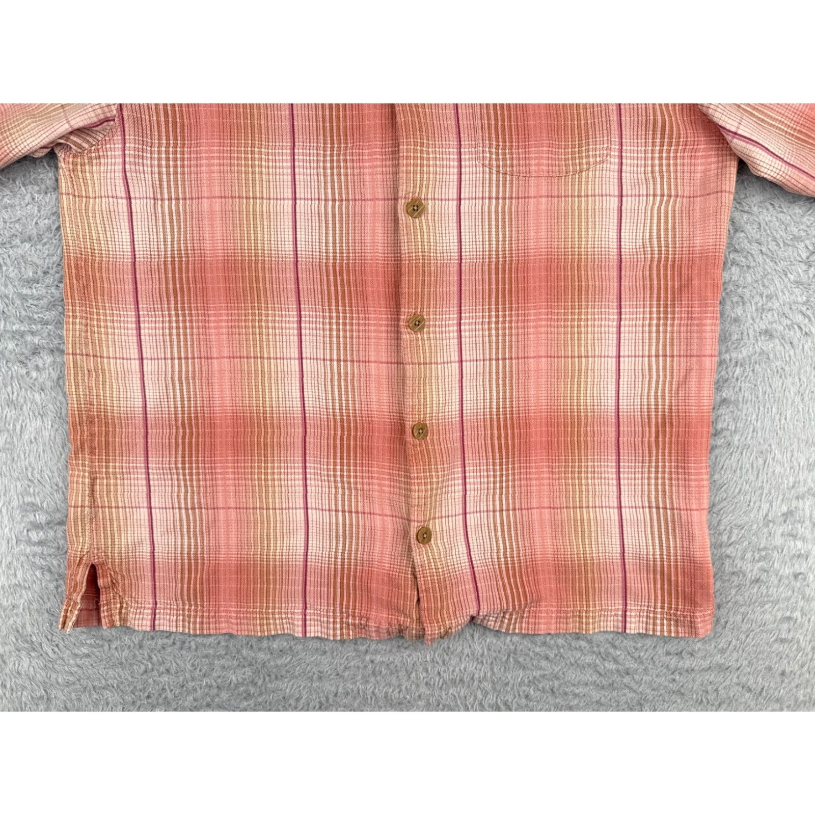 Tommy Bahama Tommy Bahama Shirt Men Large Pink Beige Plaid Button-Up 100% Silk Pocket Aloha Hawaiian Resort Casual Shirt Mens Size US L / EU 52-54 / 3 - 5 Thumbnail