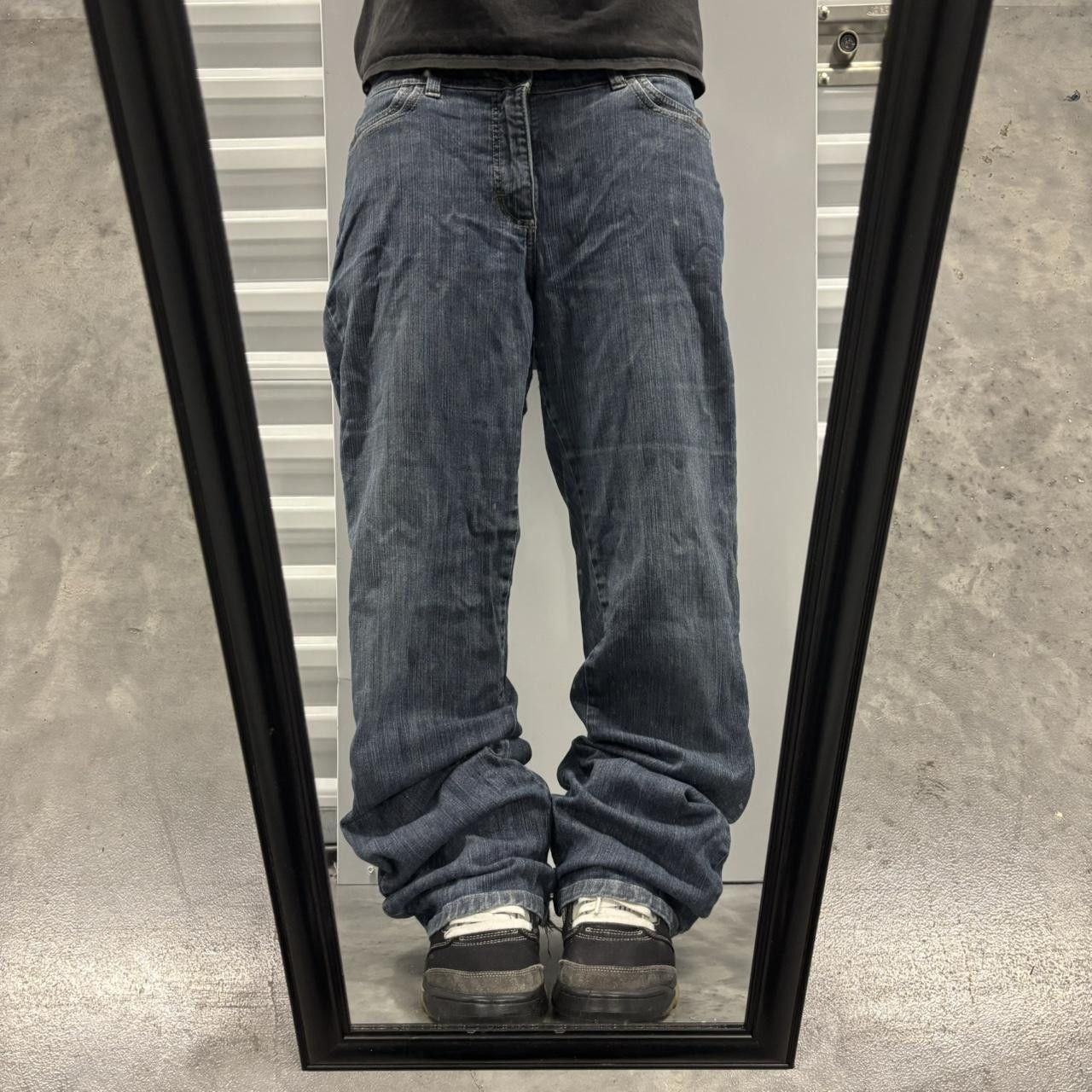 Japanese Brand × Vintage Crazy Vintage Y2K/2000s Grunge Dark Wash Bootcut Denim Jeans! Size US 36 / EU 52 - 1 Thumbnail