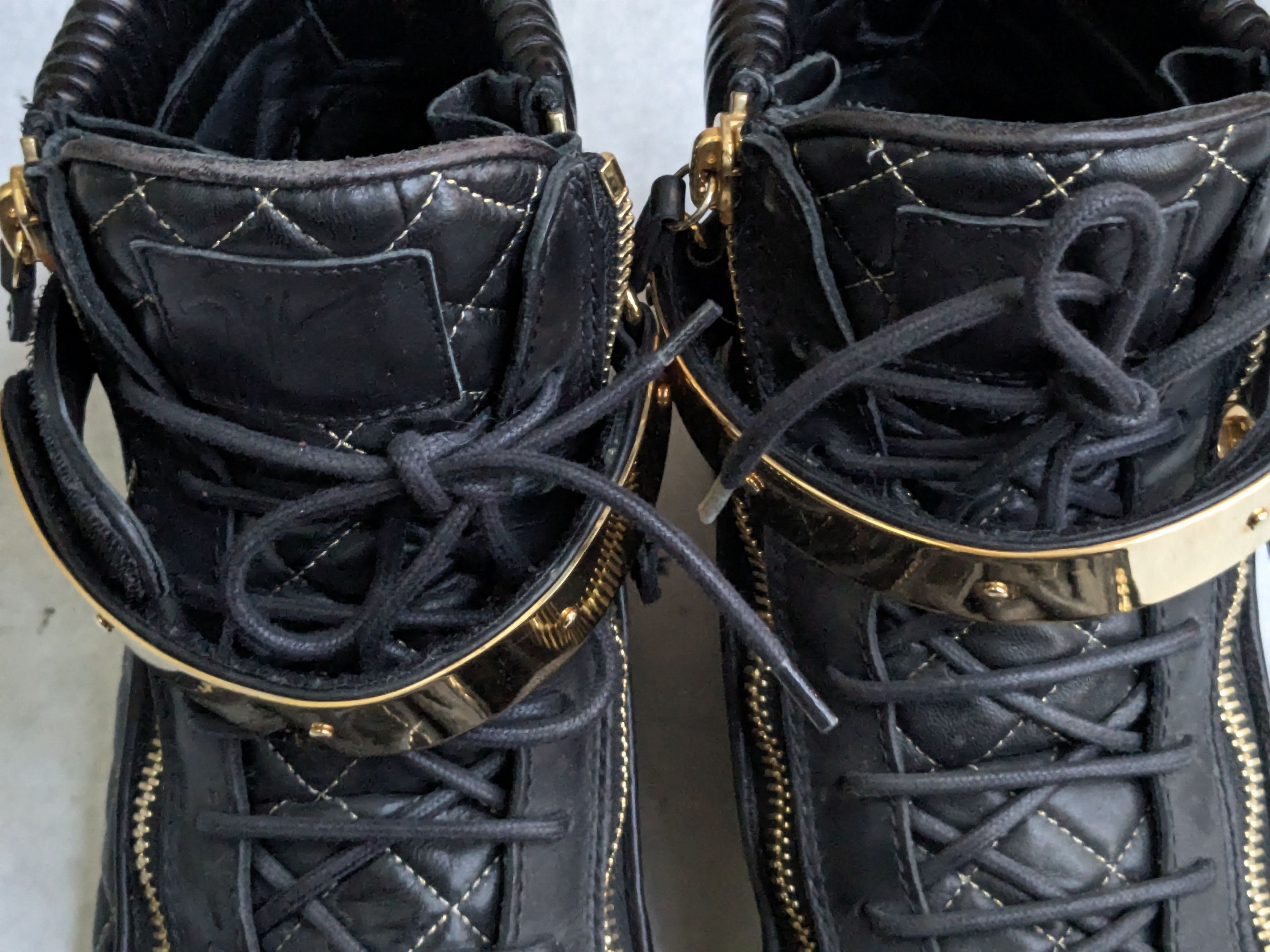 Giuseppe Zanotti Giuseppe Zanotti Sneakers Black Gold 13 46 High Tops Leather Size US 13 / EU 46 - 2 Thumbnail