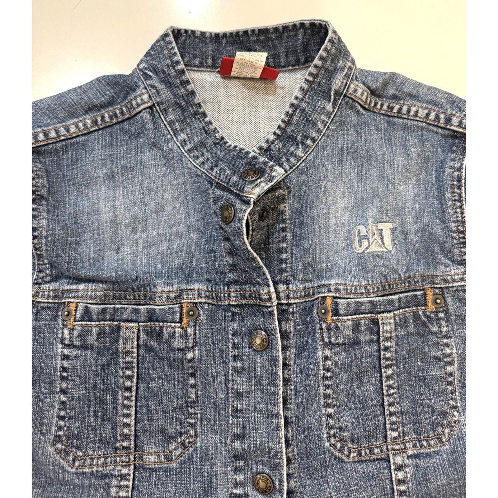 Caterpillar Vintage CAT Denim Jacket Womens XL Snap Front Workwear Y2K Size XL / US 12-14 / IT 48-50 - 8 Thumbnail