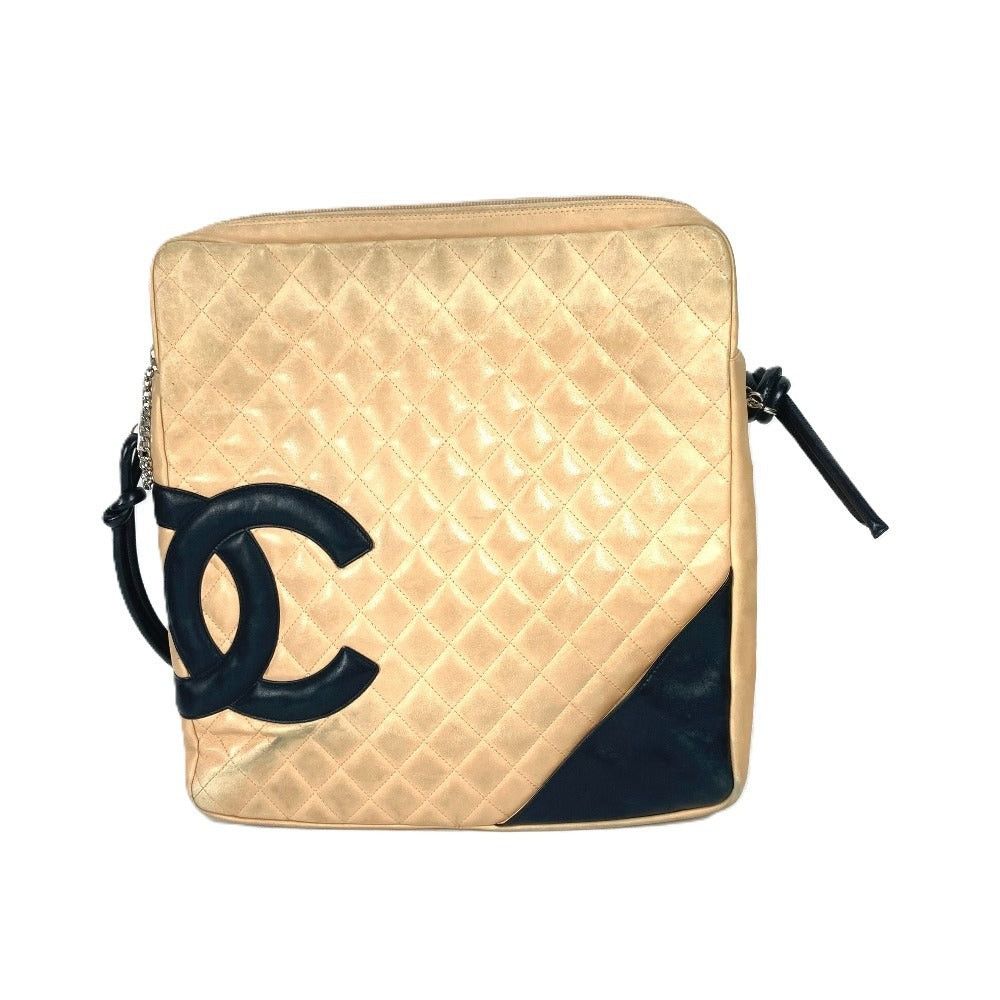 Chanel Chanel Cambon Line Cc Coma Mark Large Square Diagonal Hanging (E.G. Of A Rocket) Bicolor Shoulder Bag Leather Women Beige Size ONE SIZE - 1 Thumbnail