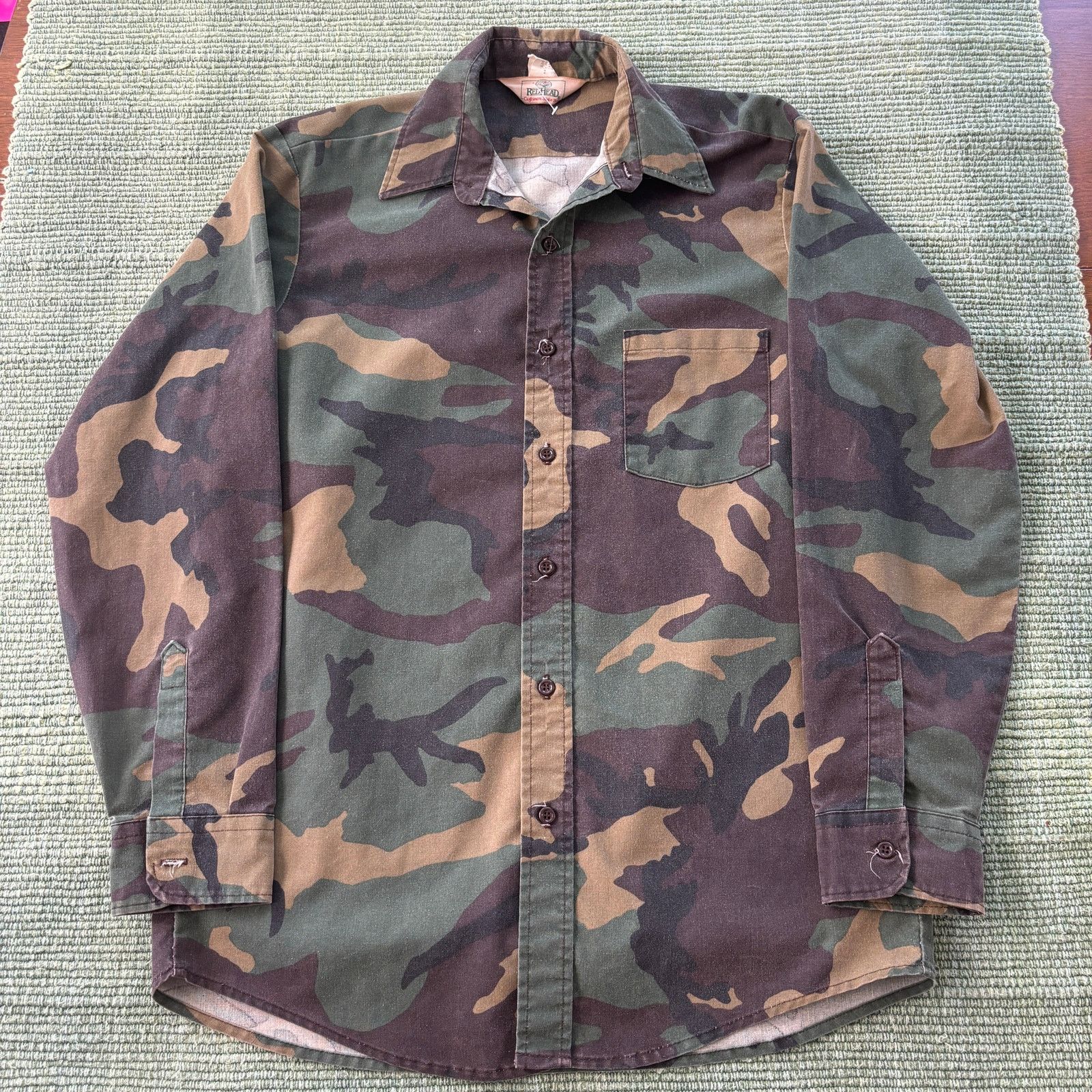 Redhead × Vintage 1980s Vintage Cotton Red Head Camo Button Up Shirt Sz L/XL Size US XL / EU 56 / 4 - 1 Thumbnail