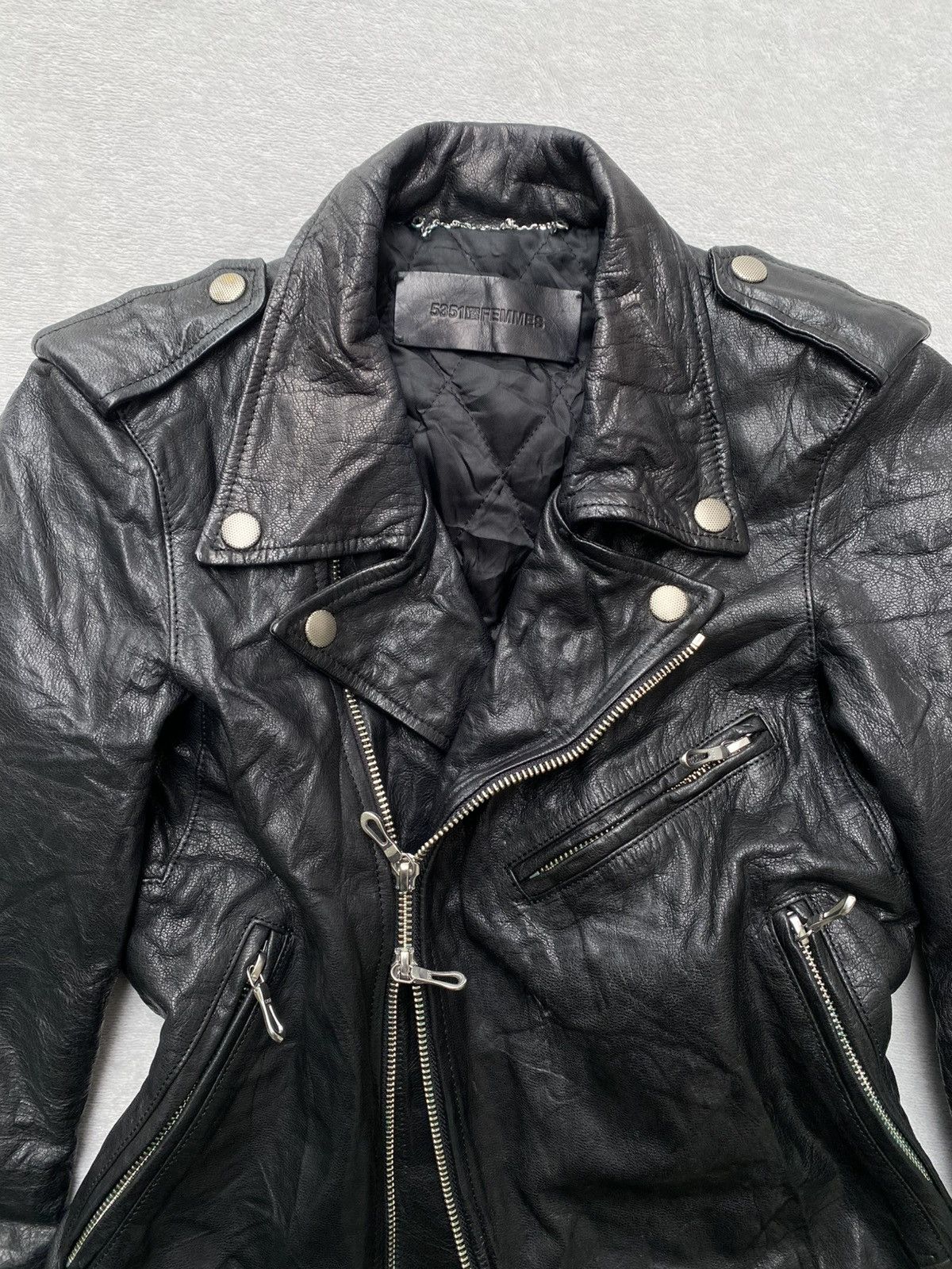 5351 POUR LES FEMMES 2000s 5351 Les Pour Femmes- Goatskins Biker Leather Jacket Size XS / US 0-2 / IT 36-38 - 3 Thumbnail