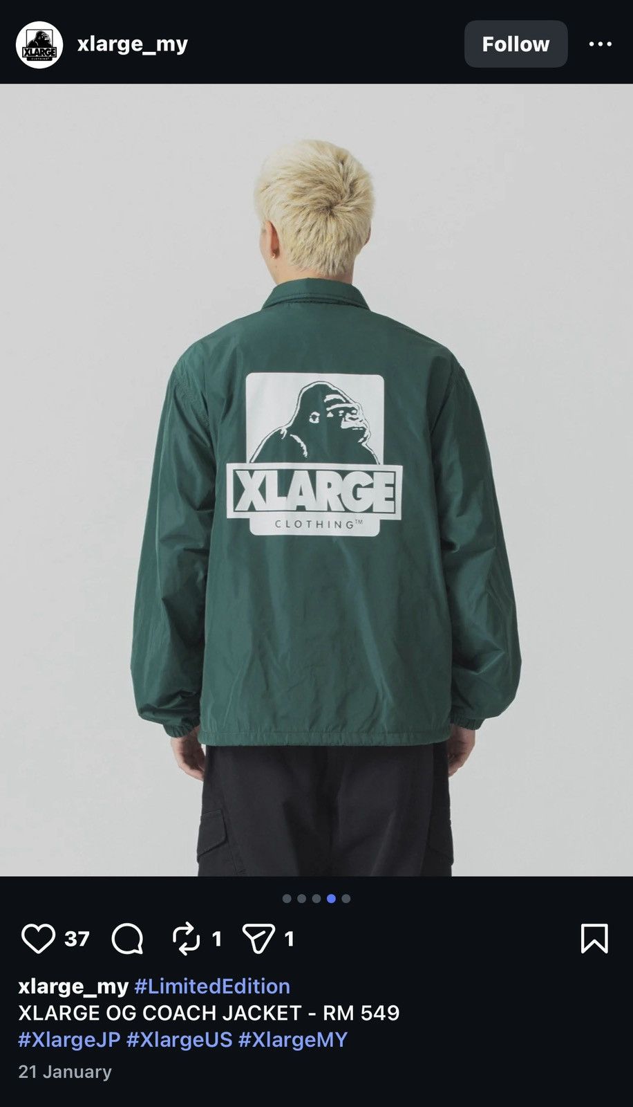 Xlarge ‼️LIMITED EDITION‼️ XLARGE OG COACH JACKET Size US L / EU 52-54 / 3 - 4 Thumbnail
