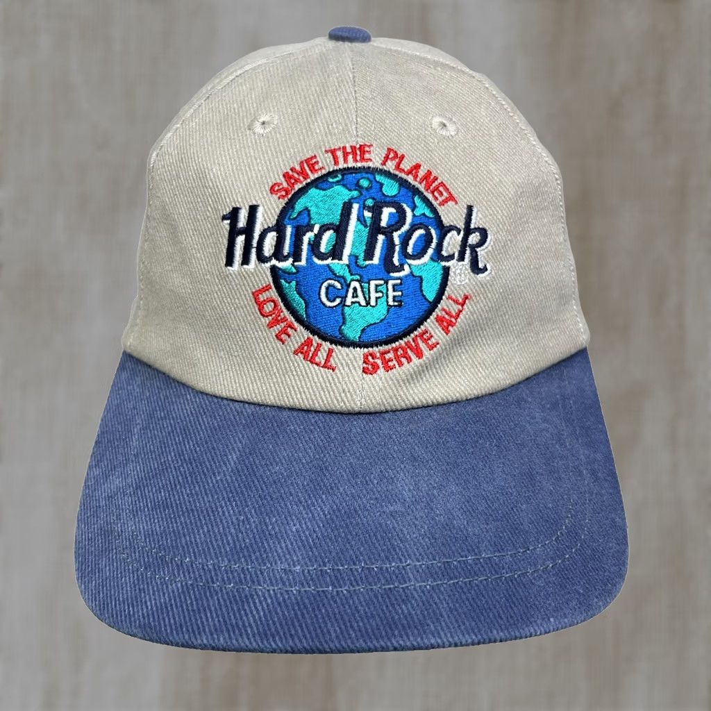 Hard Rock Cafe VINTAGE Hard Rock Cafe Hat Cap Snapback Adult Paris France Blockhead Tan Blue Size ONE SIZE - 1 Thumbnail