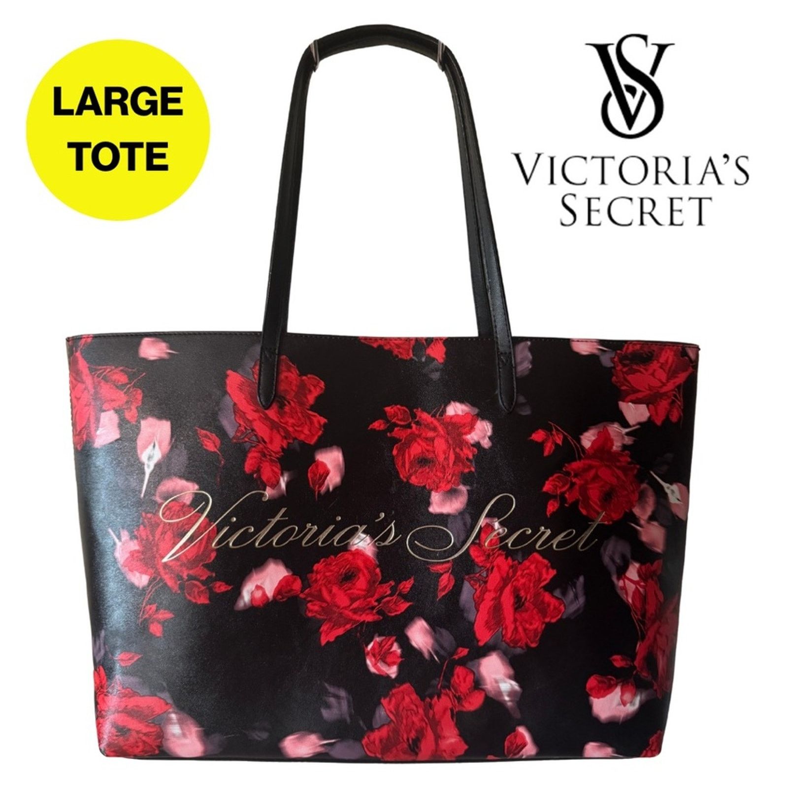 Victoria's Secret VICTORIA’S SECRET Black & Red Rose Floral Tote Size ONE SIZE - 1 Thumbnail