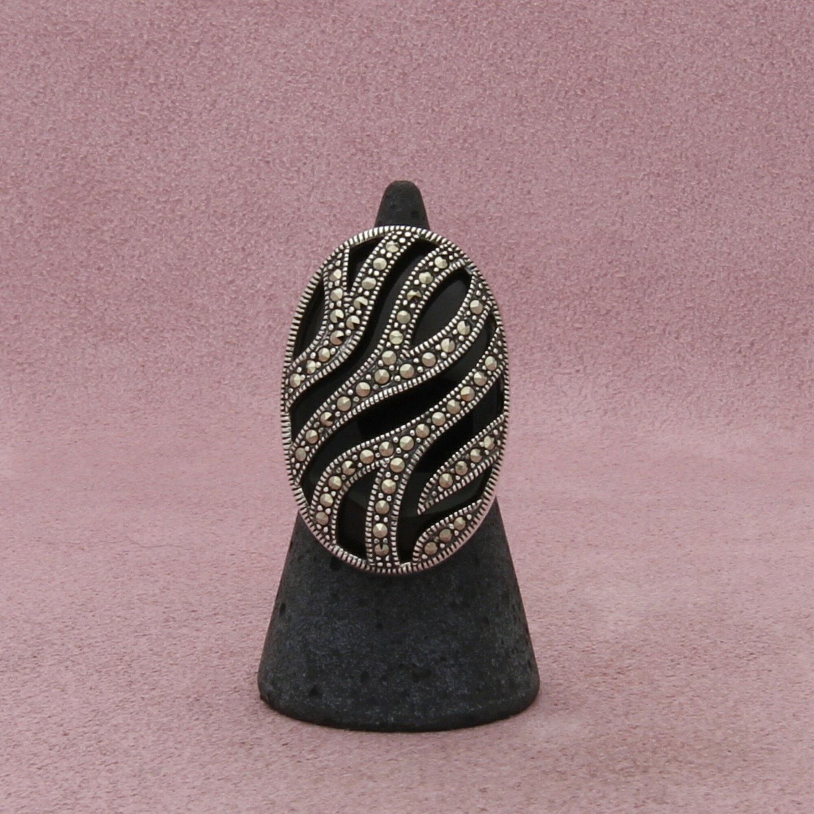 Sterling Silver judith jack sterling silver onyx & marcasite ring size 6 Size ONE SIZE - 3 Thumbnail