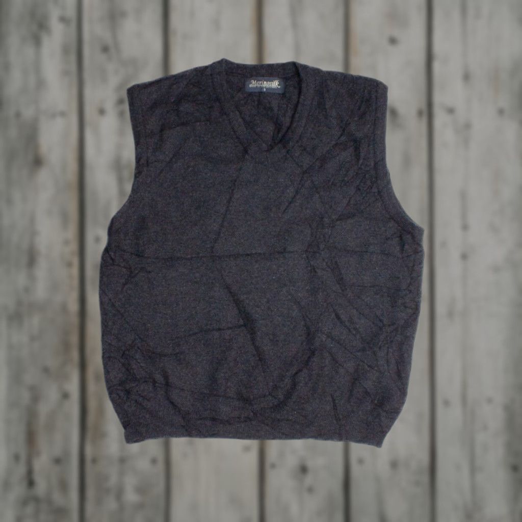 Vintage VINTAGE Merinosilk Vest Small Dark Gray Wool Sleeveless Top 1990s Womens? Size 36R - 1 Thumbnail