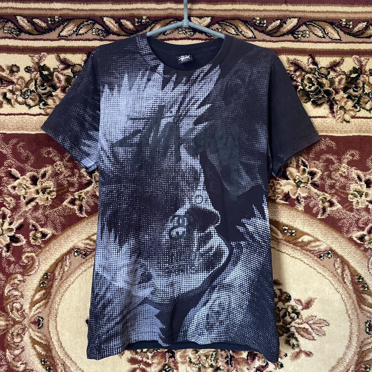 🔥Vintage Archive Stussy Big Punk Head Y2K All Overprint Tee
