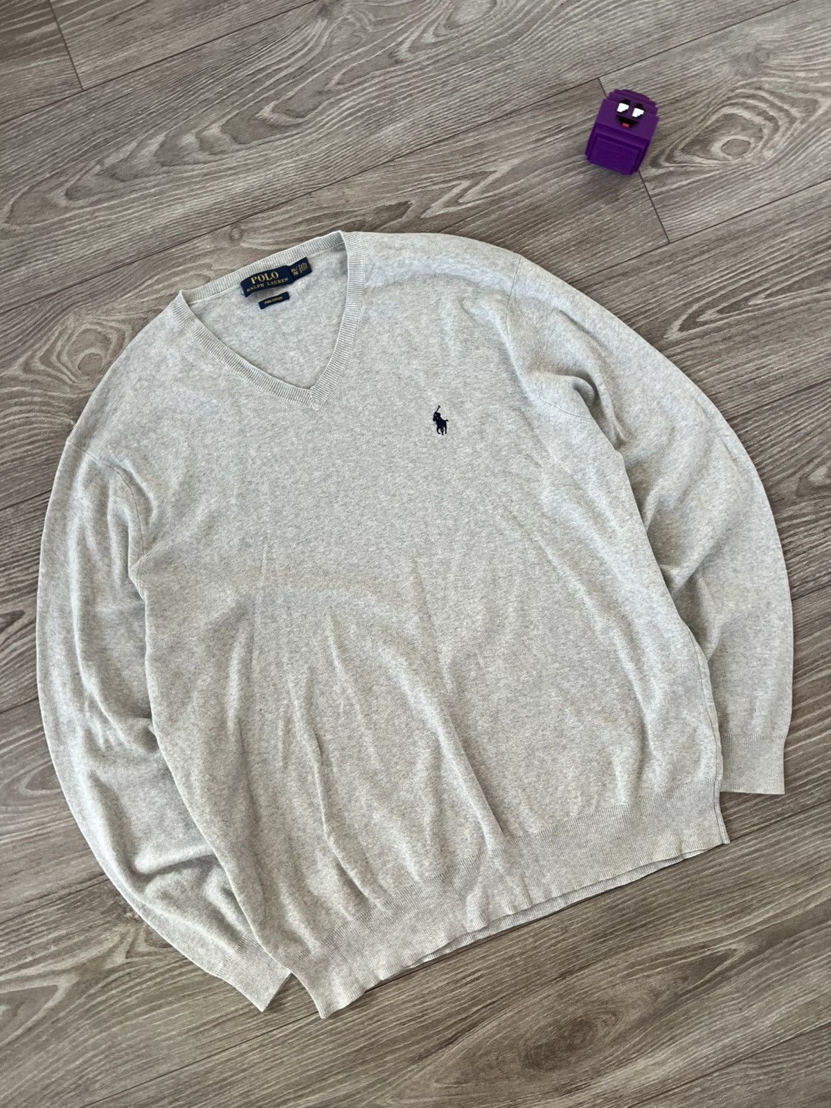 Designer ‼️POLO RALPH LAUREN KNIT LOGO PIMA COTTON V NECK SWEATER‼️ Size US XL / EU 56 / 4 - 8 Thumbnail