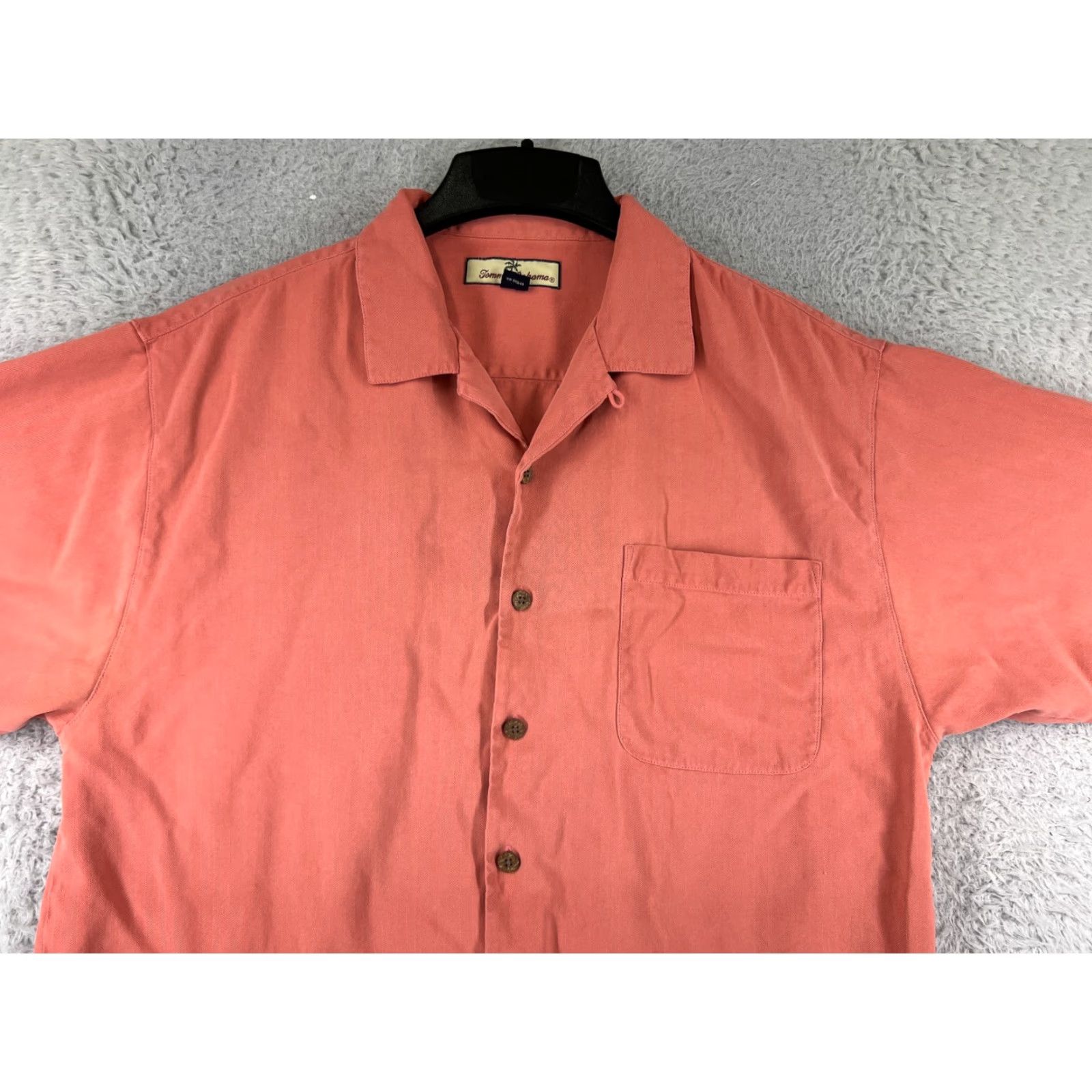Tommy Bahama Tommy Bahama Shirt Men Large Pink Herringbone Button Up 100% Silk Hawaiian Beach Size US L / EU 52-54 / 3 - 6 Thumbnail