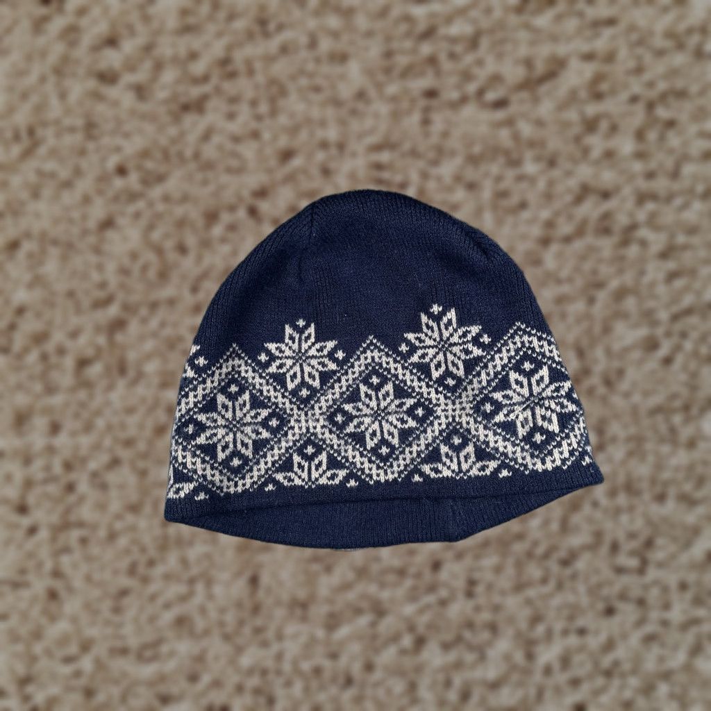 Vintage Ergee Ergolan Beanie Adult One Size Blue White Fair Isle Knit Polyacrylic Blend Hat/Cap Unisex Adults Beanie Fair Isle Outdoor Ski 90s Mens Size ONE SIZE - 1 Thumbnail