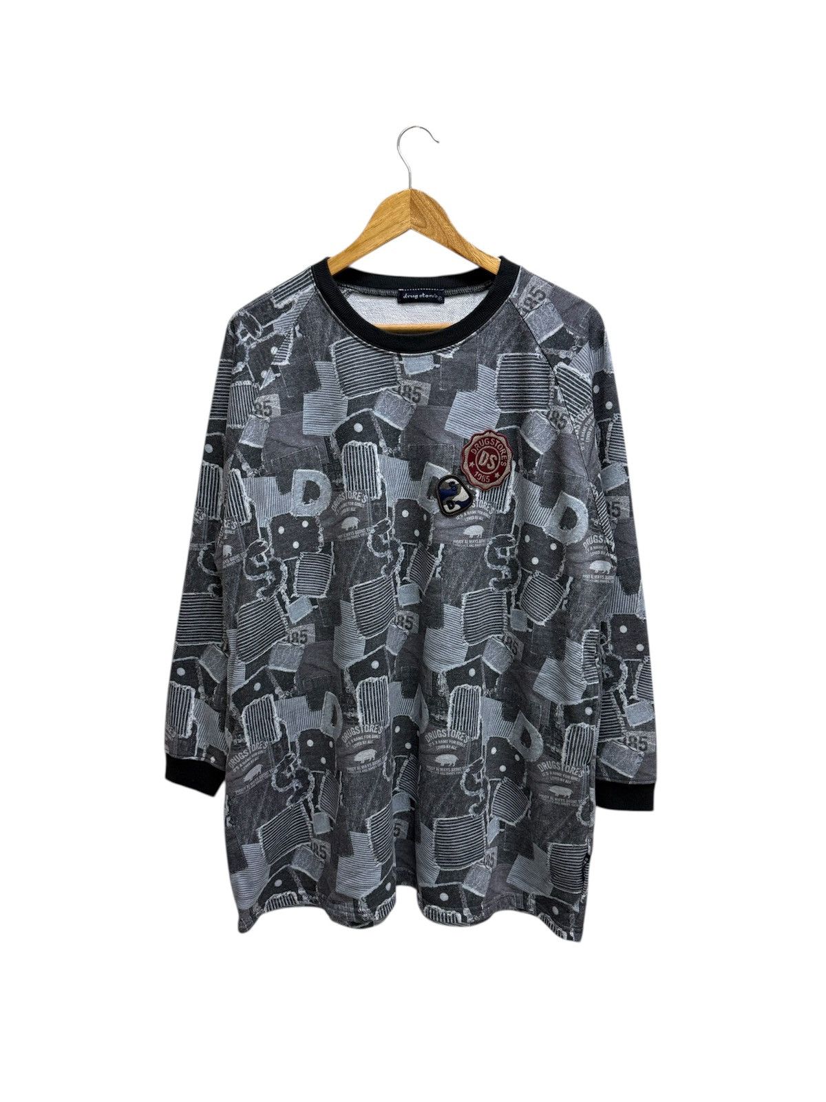 Japanese Brand DRUG STORE ALLOVEPRINT POCKET SWEATSHIRT Size US XL / EU 56 / 4 - 1 Thumbnail