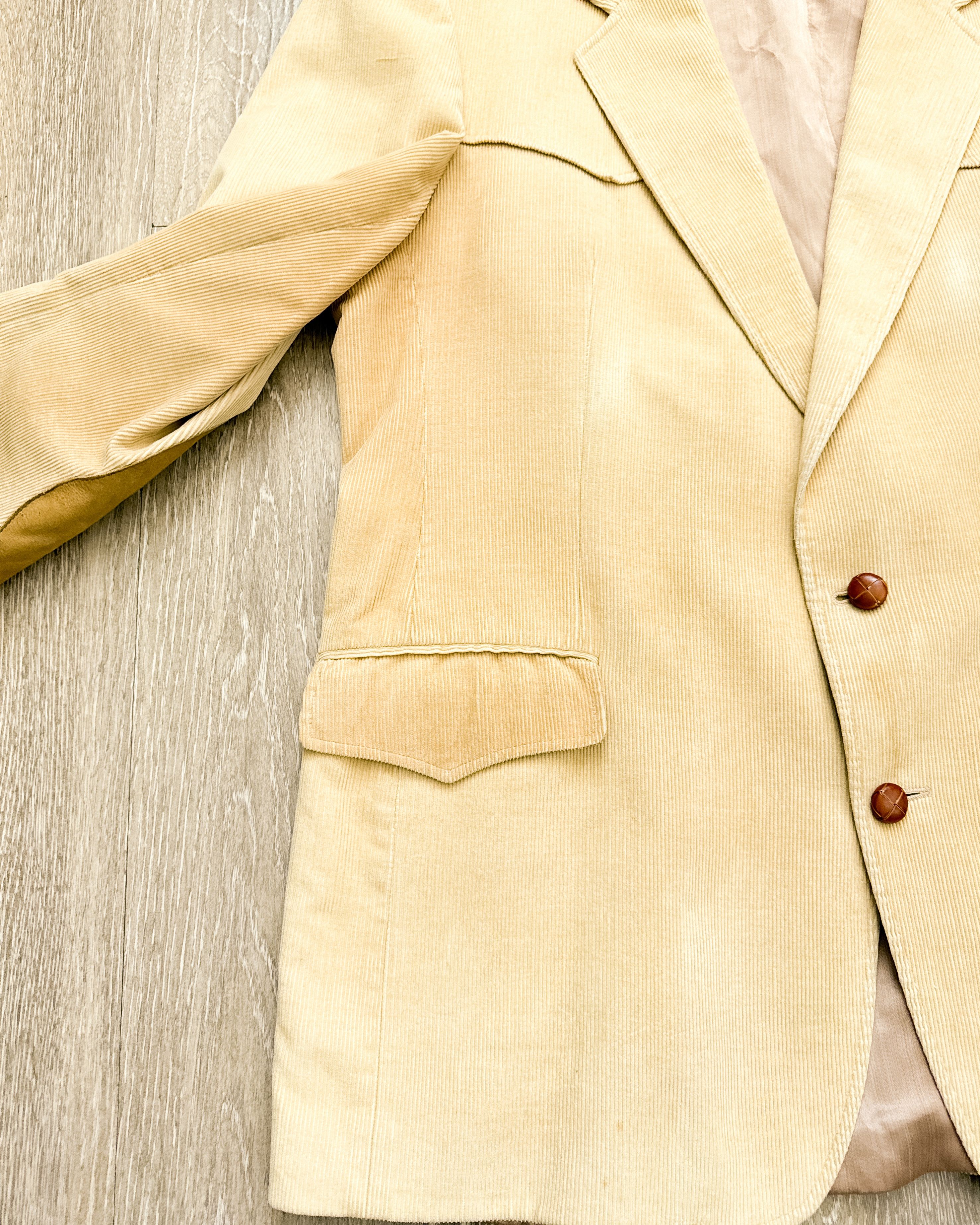 Vintage Vintage CCC Western Corduroy Blazer Beige 46L Elbow Patches Size 46L - 2 Thumbnail