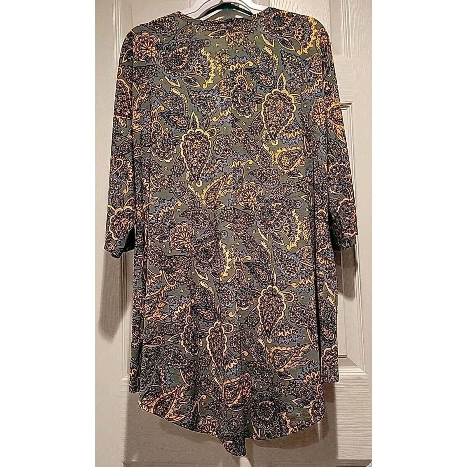 Other LuLaRoe LINDSAY KIMONO Sz M Blue Gold Paisley Drape Jacket Size M / US 6-8 / IT 42-44 - 5 Thumbnail