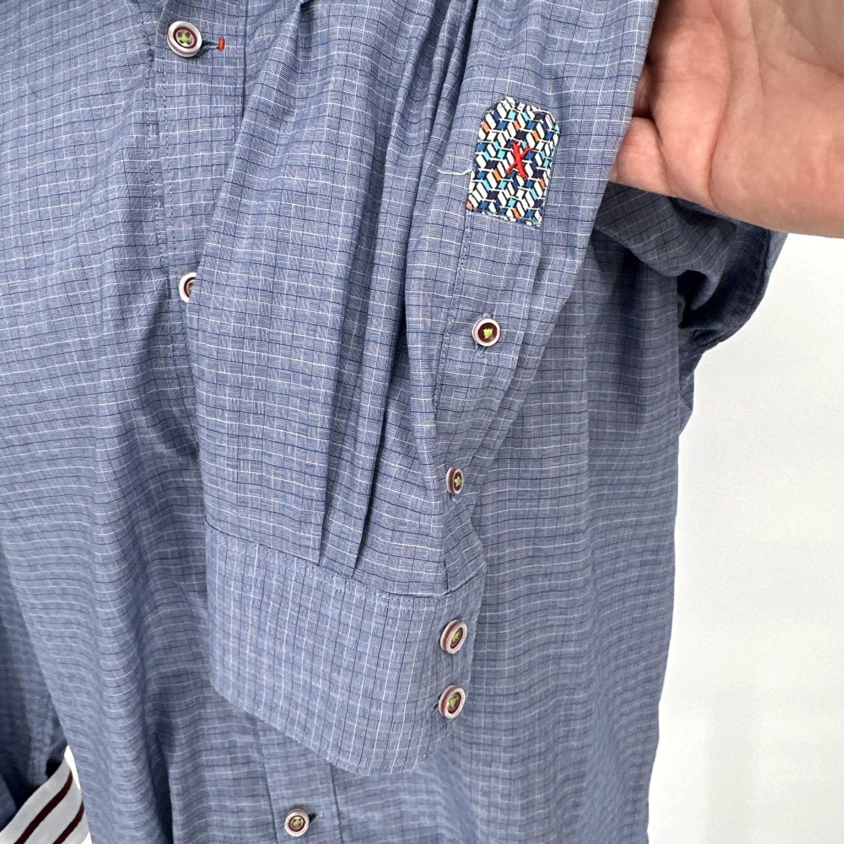 Robert Graham Robert Graham Shirt Mens XL Blue Check Tailored Fit Contrast Cuff Button Up Size US XL / EU 56 / 4 - 5 Thumbnail