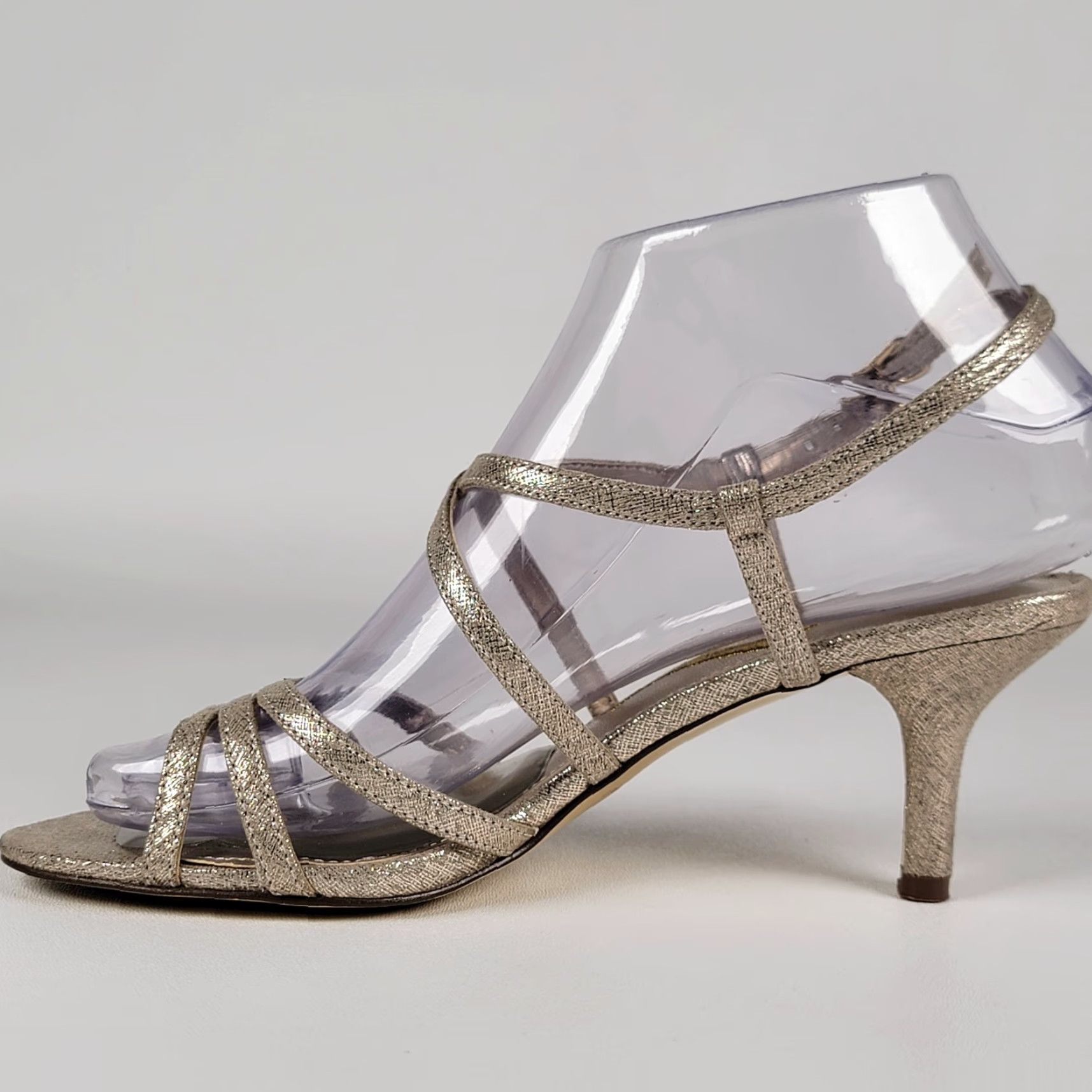Vintage Nina Genaya Gold Synthetic Open Toe Strappy Dress Sandals Size M / US 6-8 / IT 42-44 - 5 Thumbnail