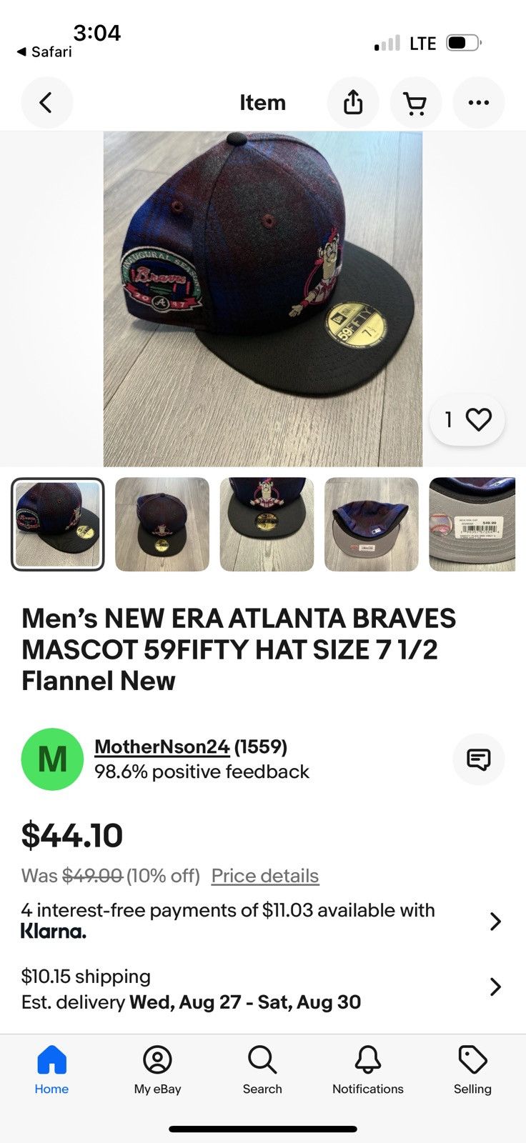 New Era NEW ERA ATLANTA BRAVES MASCOT 59FIFTY HAT SIZE 7 1/2 Size ONE SIZE - 6 Thumbnail
