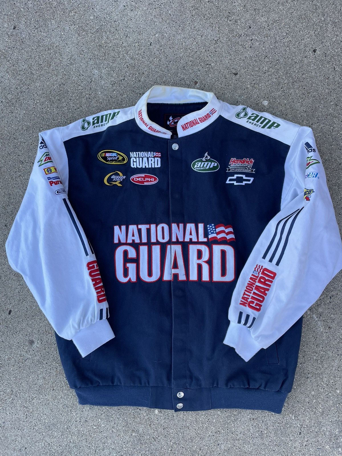 image of Chase Authentics x Nascar Vintage Dale Earnhardt Jr. Racing Jacket in Navy, Men's (Size XL)