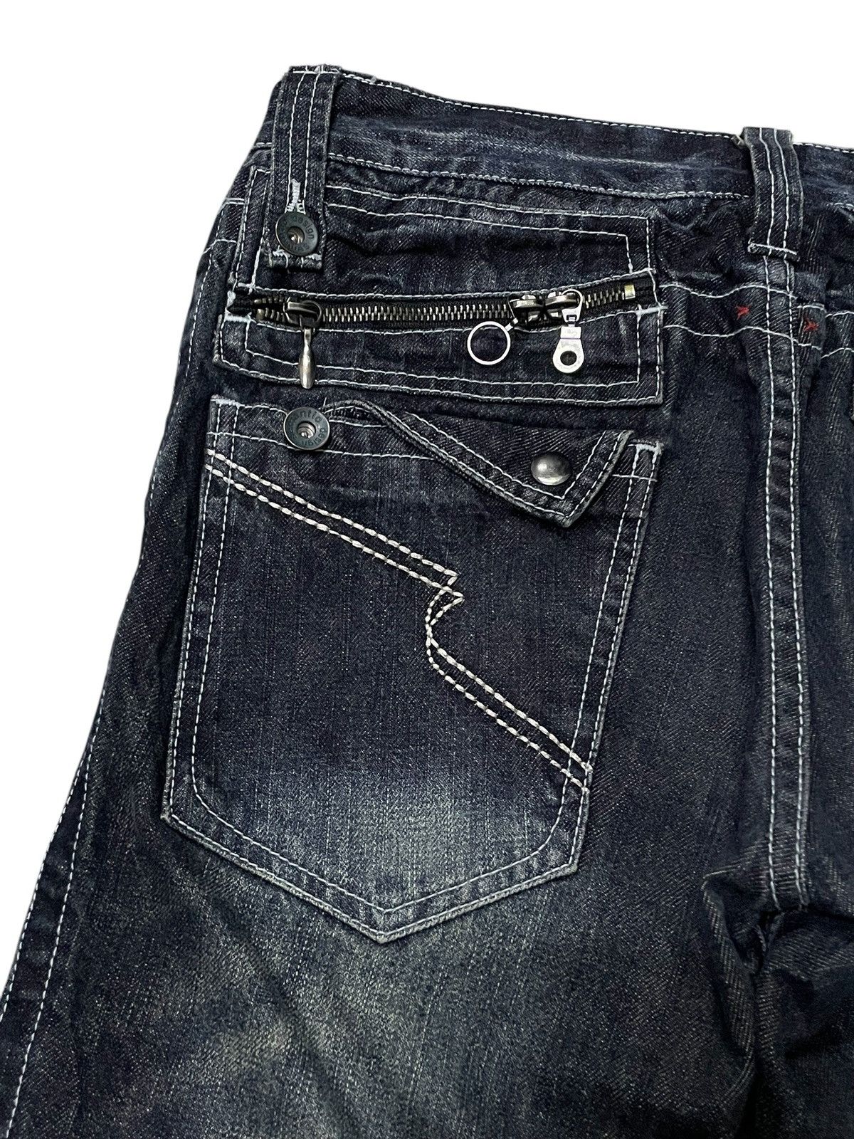 If Six Was Nine × Le Grande Bleu (L.G.B.) × semanticdesign Semantic Design Japan Multi Zipper Slant Pocket Flared Jeans Size US 30 / EU 46 - 15 Thumbnail