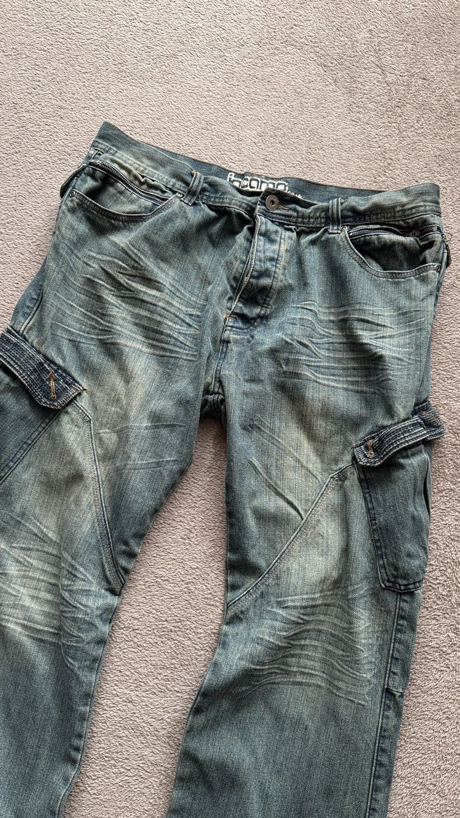Japanese Brand Mudwash Distressed Straight Cargo Jeans LGB Ifsixwasnine Size US 38 / EU 54 - 3 Thumbnail
