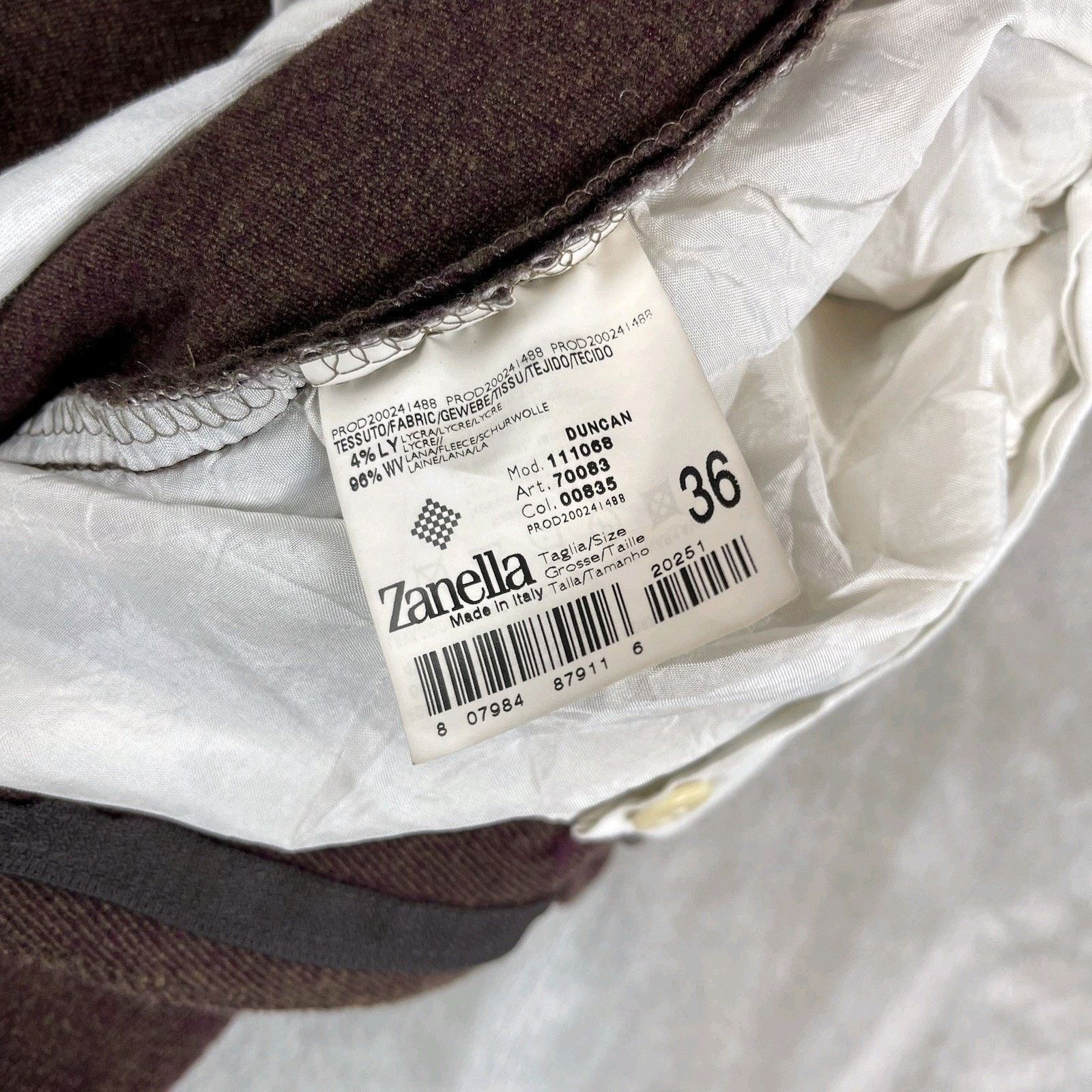 Zanella Zanella Platinum Duncan Burgandy Wool Dress Pants Italy Size US 36 / EU 52 - 11 Thumbnail