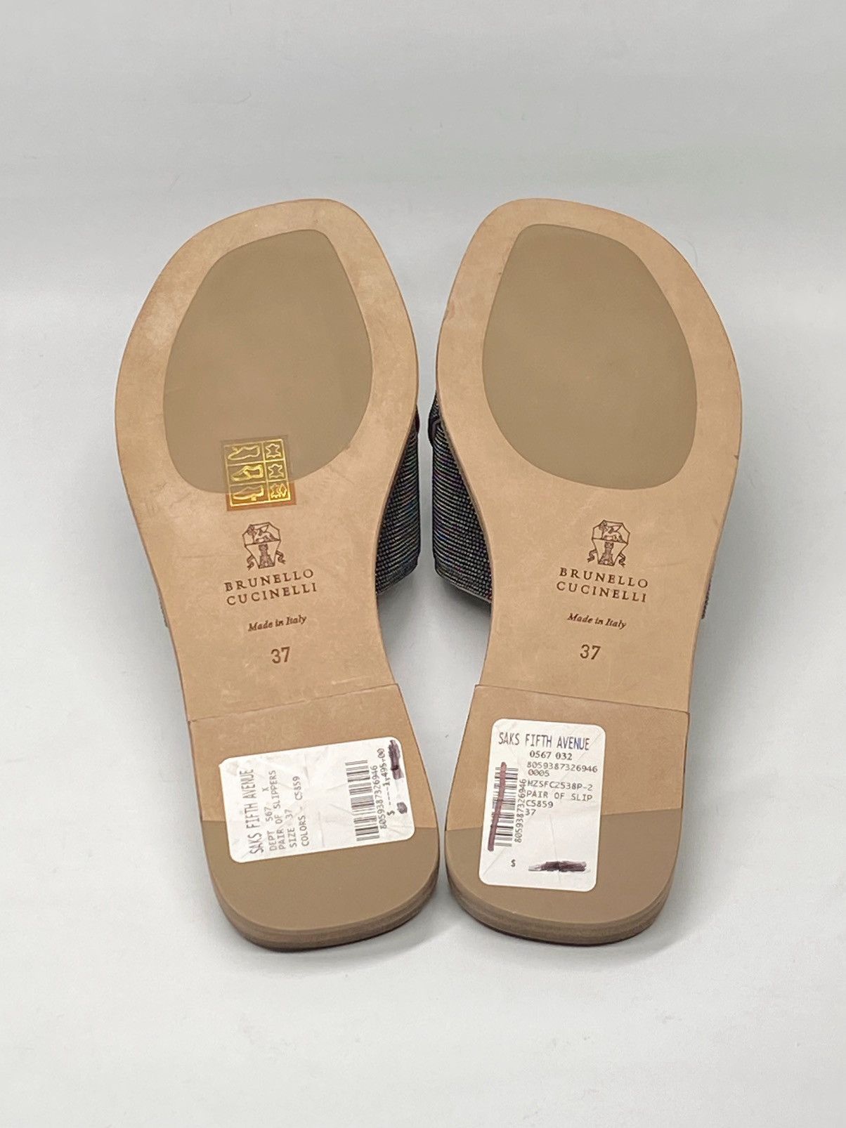 Brunello Cucinelli Brunello Cucinelli Embellished Leather Flat Sandals size 37 Size US 7 / IT 37 - 11 Thumbnail