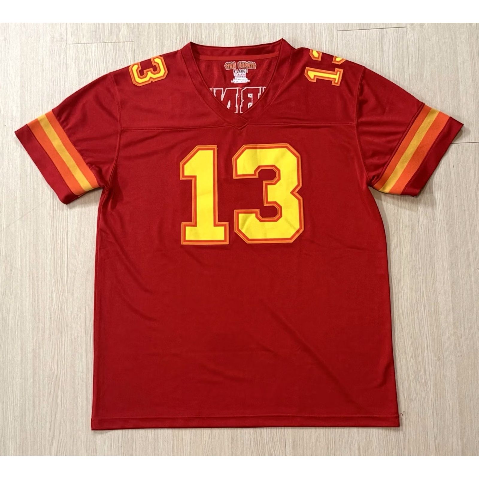 Vintage Tina Burner ‘Lady Linebacker’ Football Jersey XL Red T-Shirt Graphic Print Short Sleeve V-Neck Men’s RuPaul’s Drag Race Emoji Logo Embroidered Size US XL / EU 56 / 4 - 2 Thumbnail
