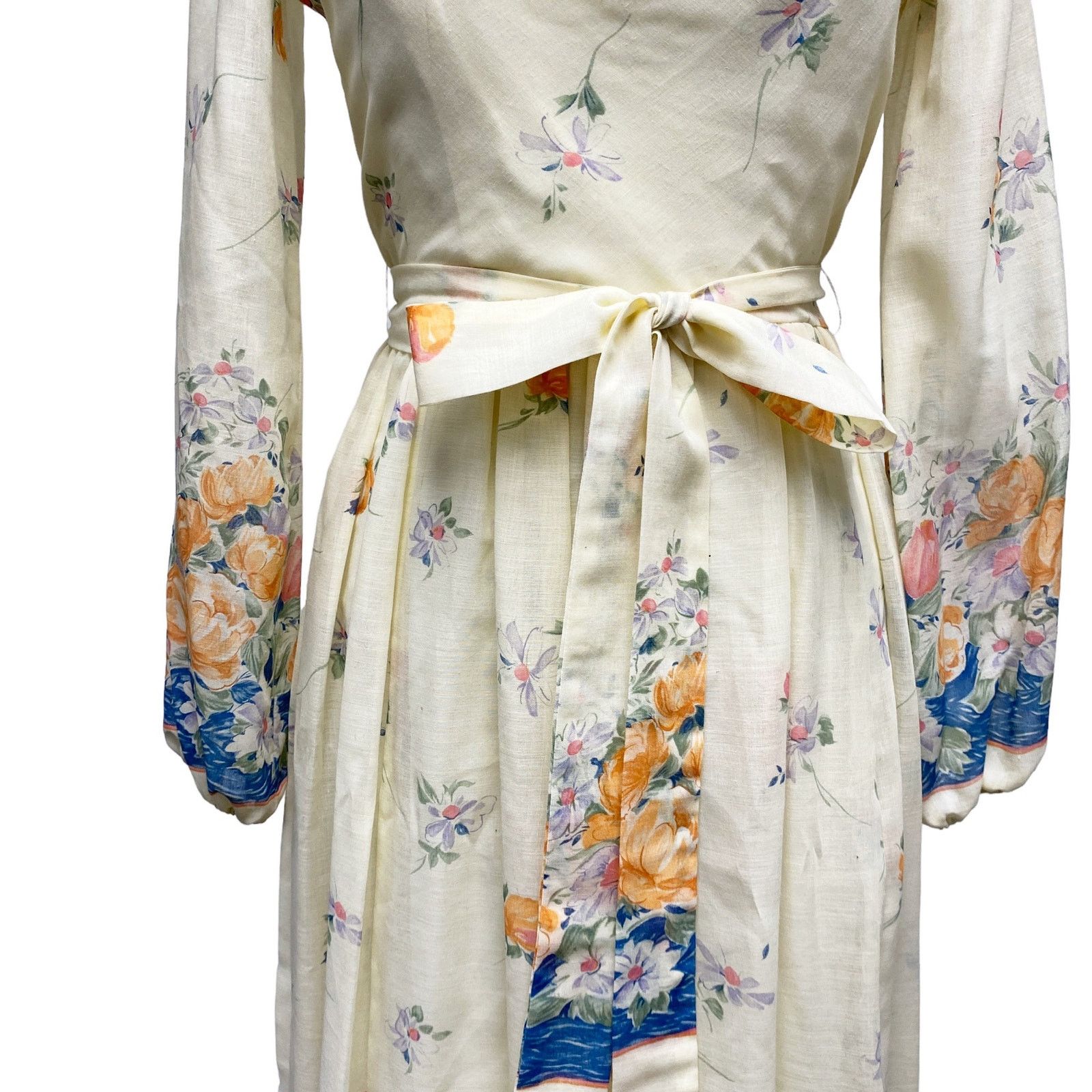 Vintage Vintage Miss Elliette Floral Draped Boat Neck Maxi Dress Size L / US 10 / IT 46 - 3 Thumbnail