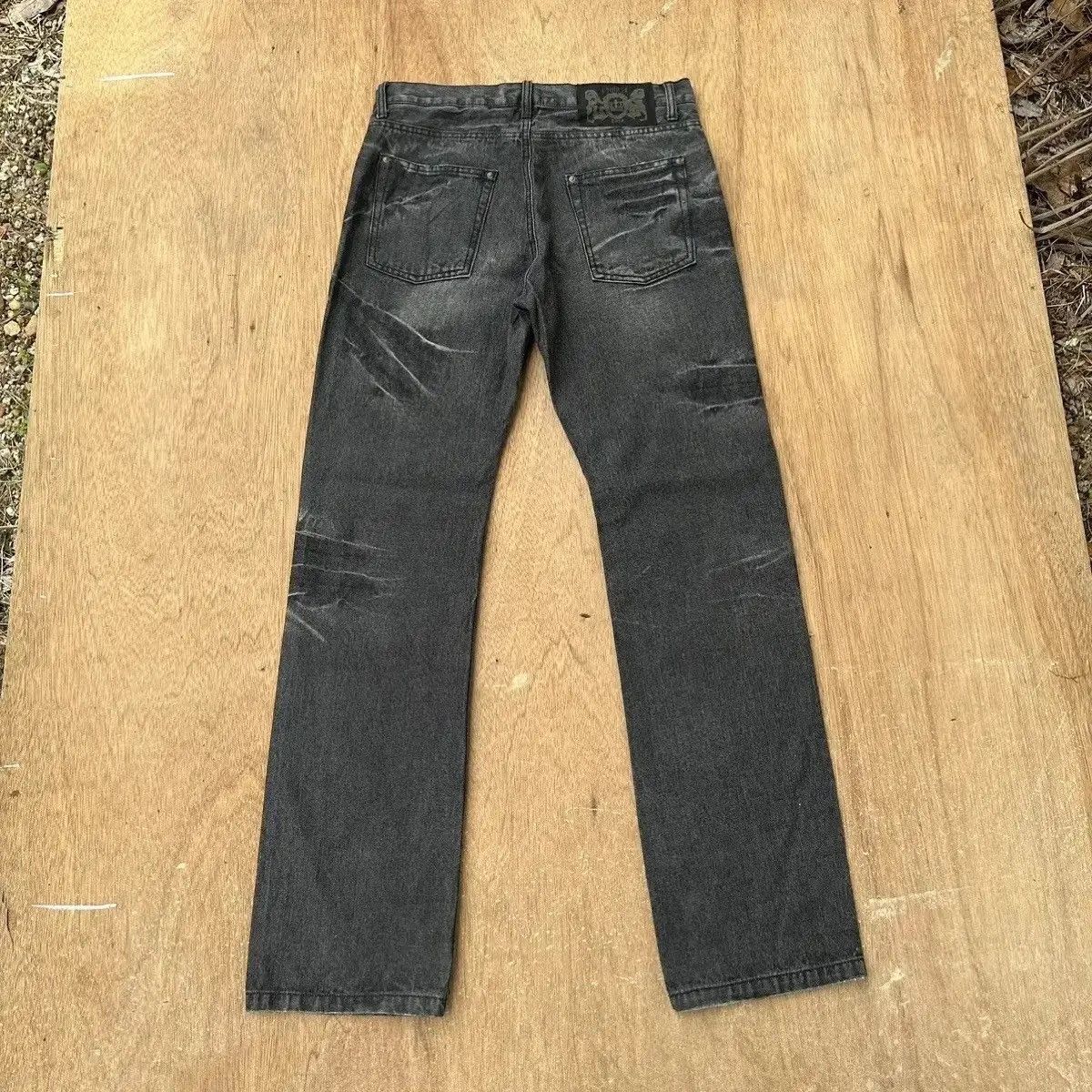 LOWBOX SICKS 🔥VINTAGE LOWBOX JEANS PUNK FLARE WASHED BLACK BONDAGE Size US 31 - 12 Thumbnail