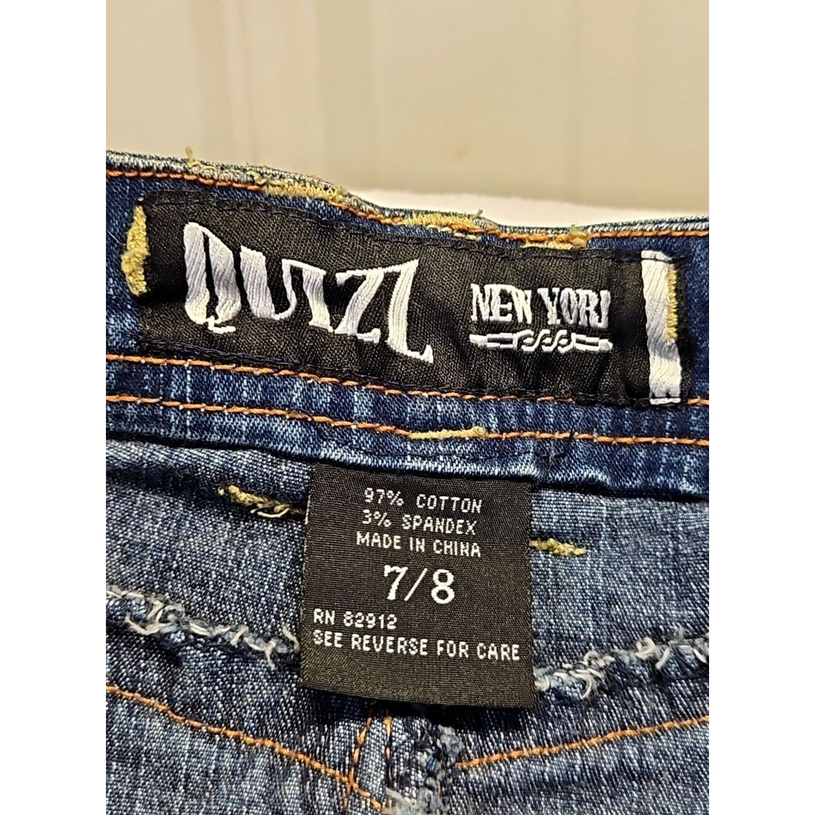 Vintage Y2K Denim Maxi Skirt 7/8 Blue Panel Boho Indie Flare Stretch Raw Hem 2000s Size 28" / US 6 / IT 42 - 4 Thumbnail