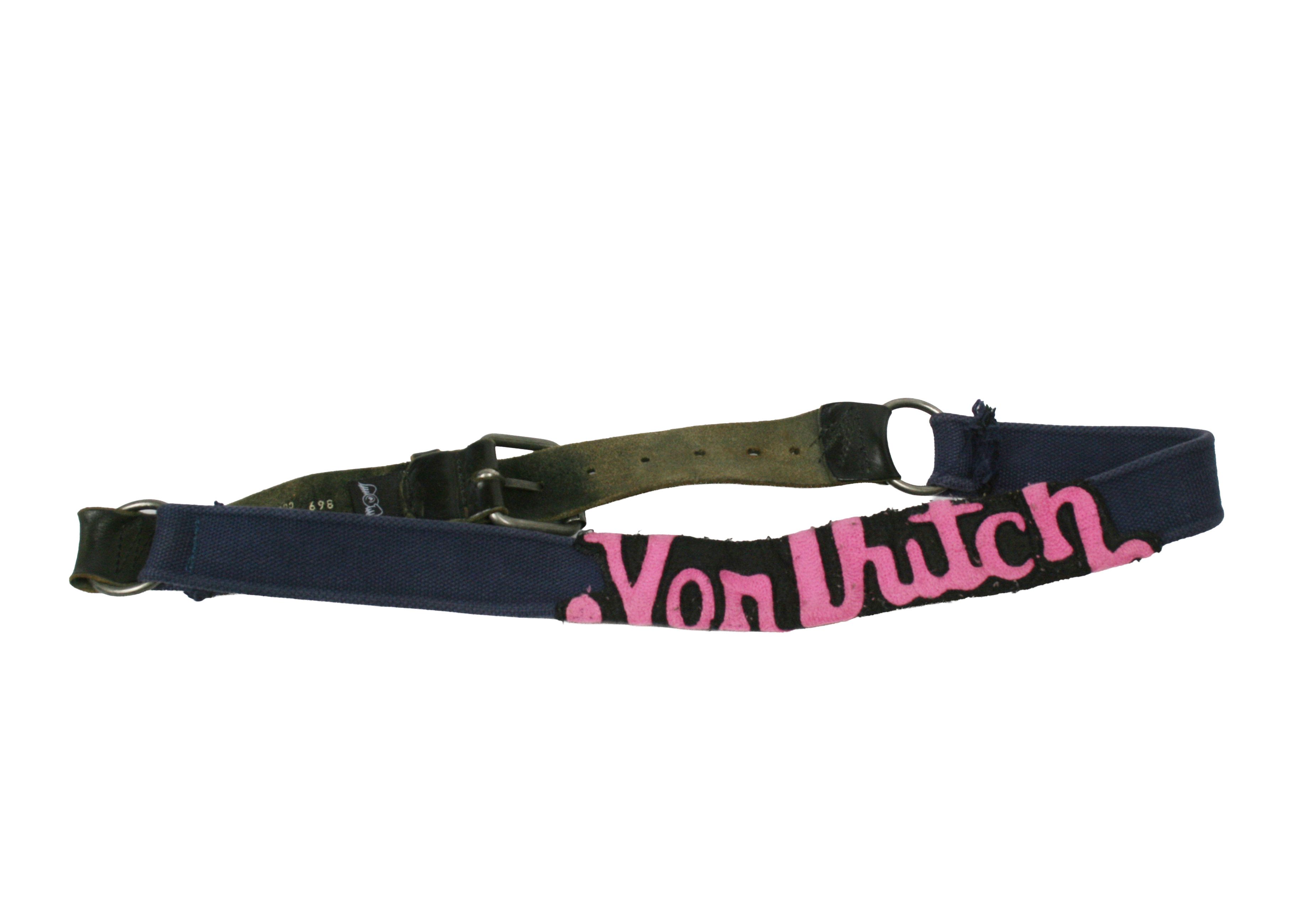 Von Dutch 00S Logo Y2K Leather Canvas Belt Vintage Size 46 - 1 Thumbnail