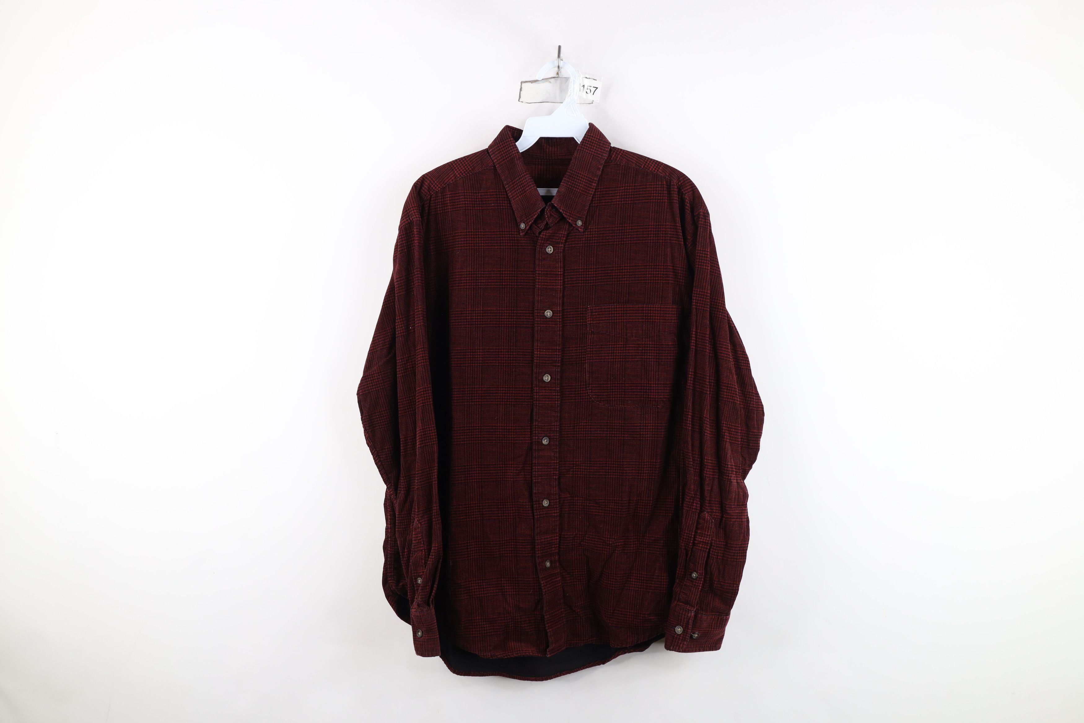 Vintage Vintage 90s Streetwear Houndstooth Corduroy Button Shirt Size US XL / EU 56 / 4 - 1 Thumbnail