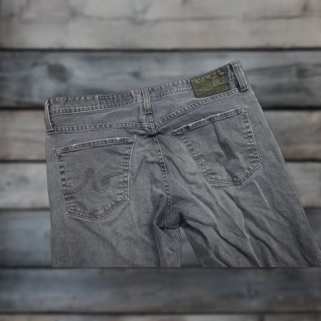 Denime AG Adriano Goldschmied Jeans Mens 33x31 The Graduate Tailored Leg Gray Denim 5-Pocket Stretch Zip Fly Regular Rise Straight Shirt? Size US 33 - 1 Thumbnail