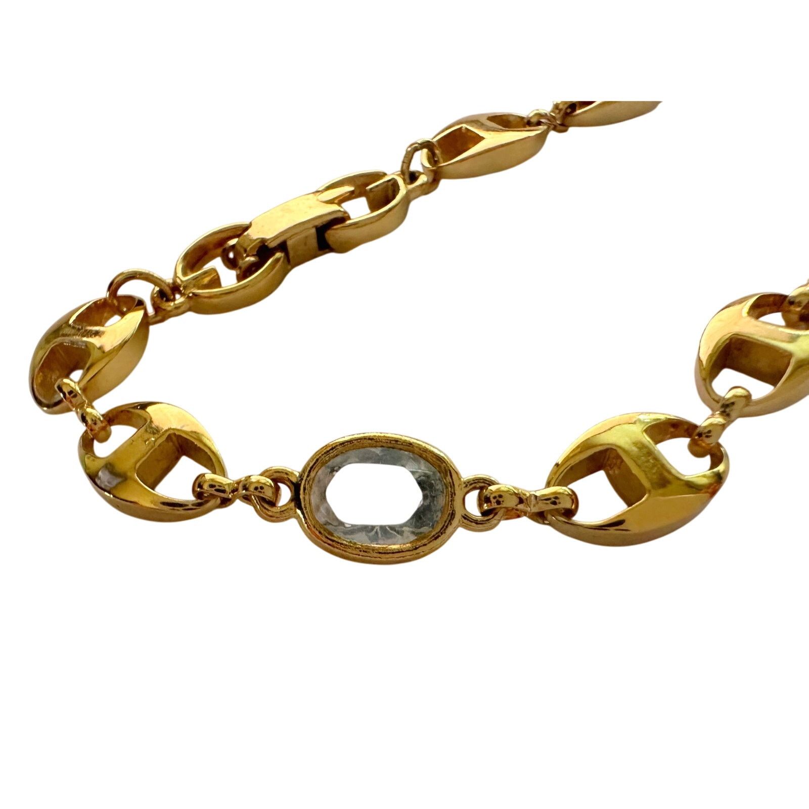 Givenchy Givenchy Oval Mirrored GG Gold Plate Bracelet w Gemstones Size ONE SIZE - 1 Thumbnail