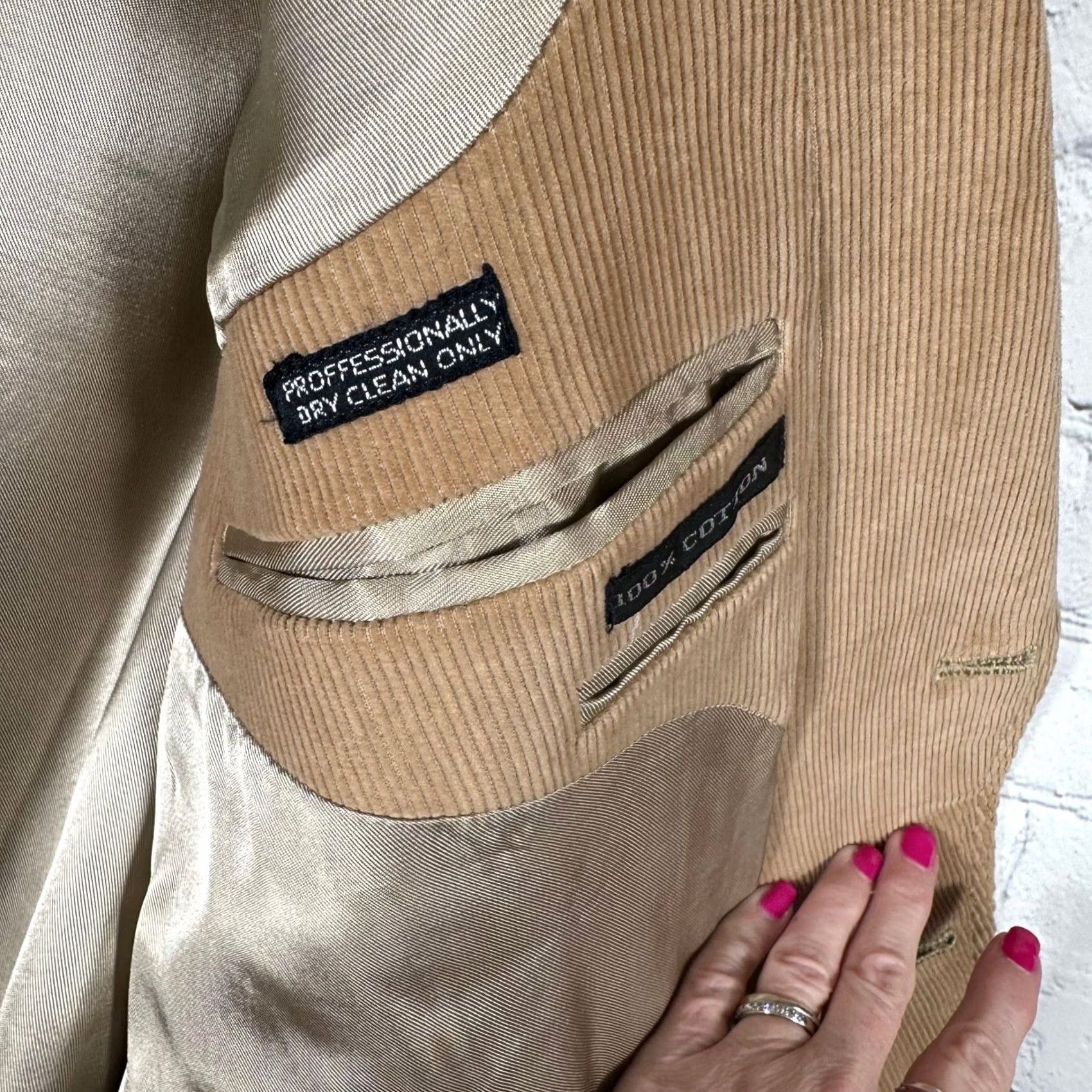 Vintage VINTAGE Sheplers Blazer Mens 48R Tan Corduroy Western Suede Elbow Patches Cotton Jacket Size 48R - 7 Thumbnail