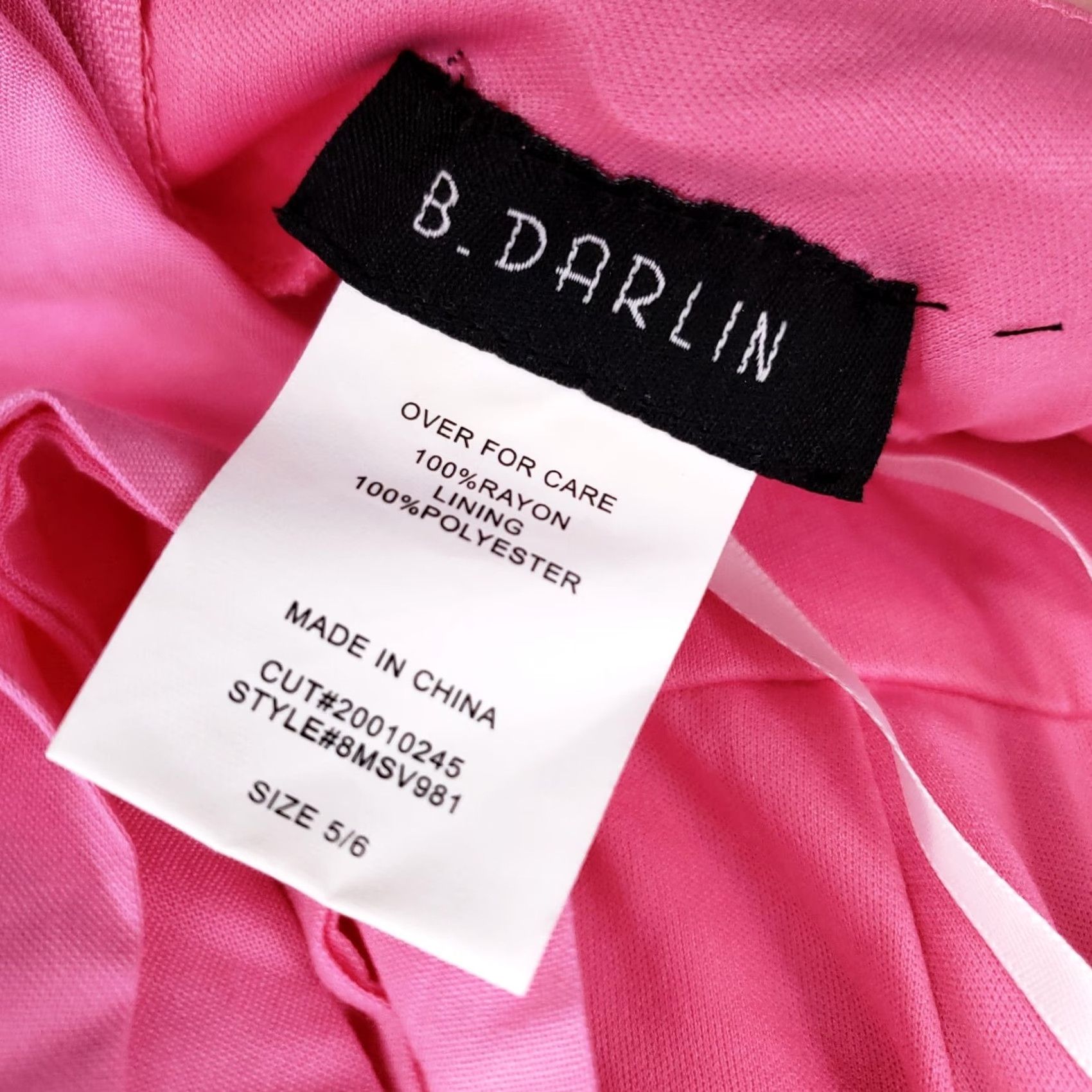 Vintage B. Darlin Dress Juniors 5/6 Pink Midi Sundress Pleated Tiered Cut Out Barbiecore Dress Women Girls Size S / US 4 / IT 40 - 7 Thumbnail
