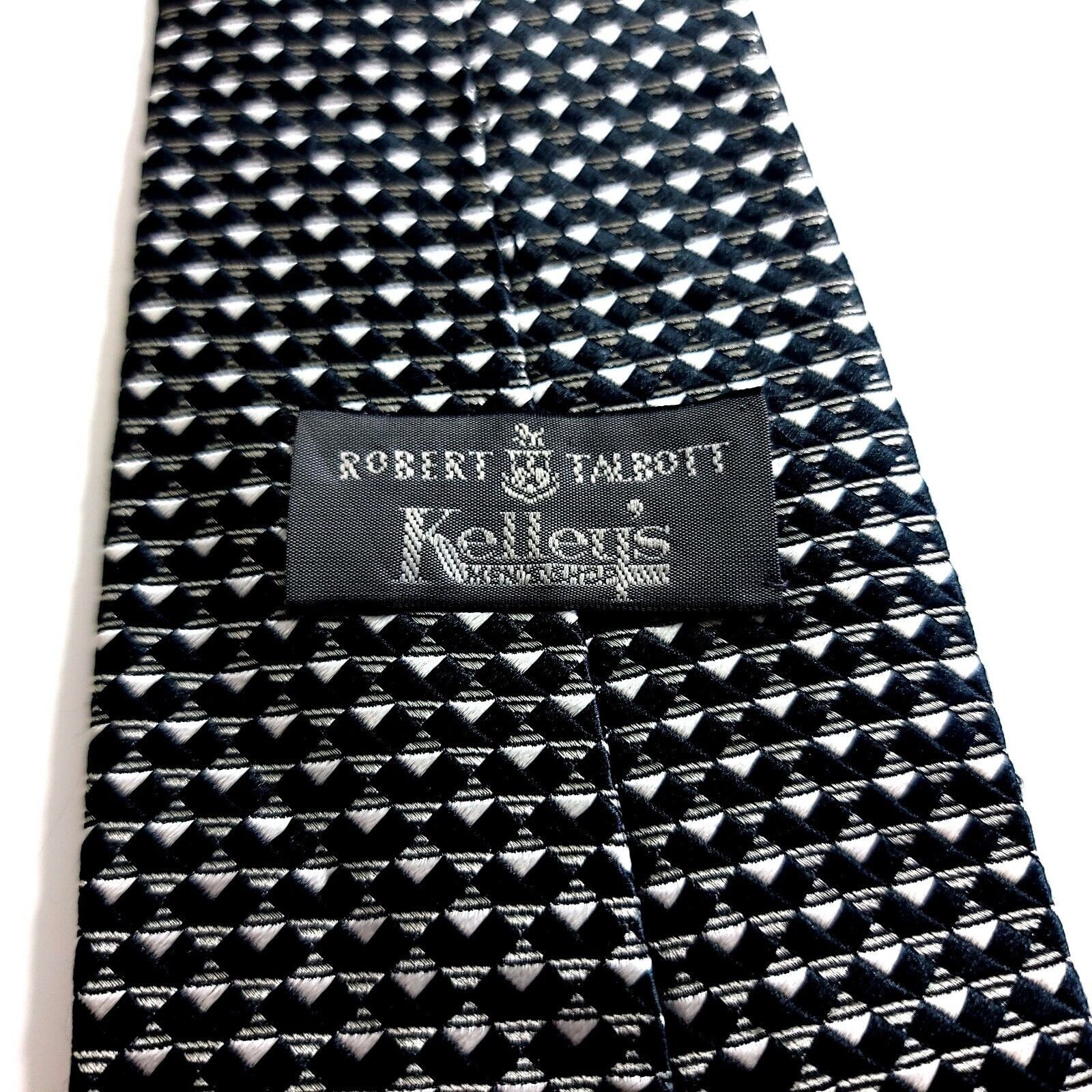 Robert Talbott Robert Talbott Black Gray Geometric Woven Wide Silk Tie Size ONE SIZE - 3 Thumbnail