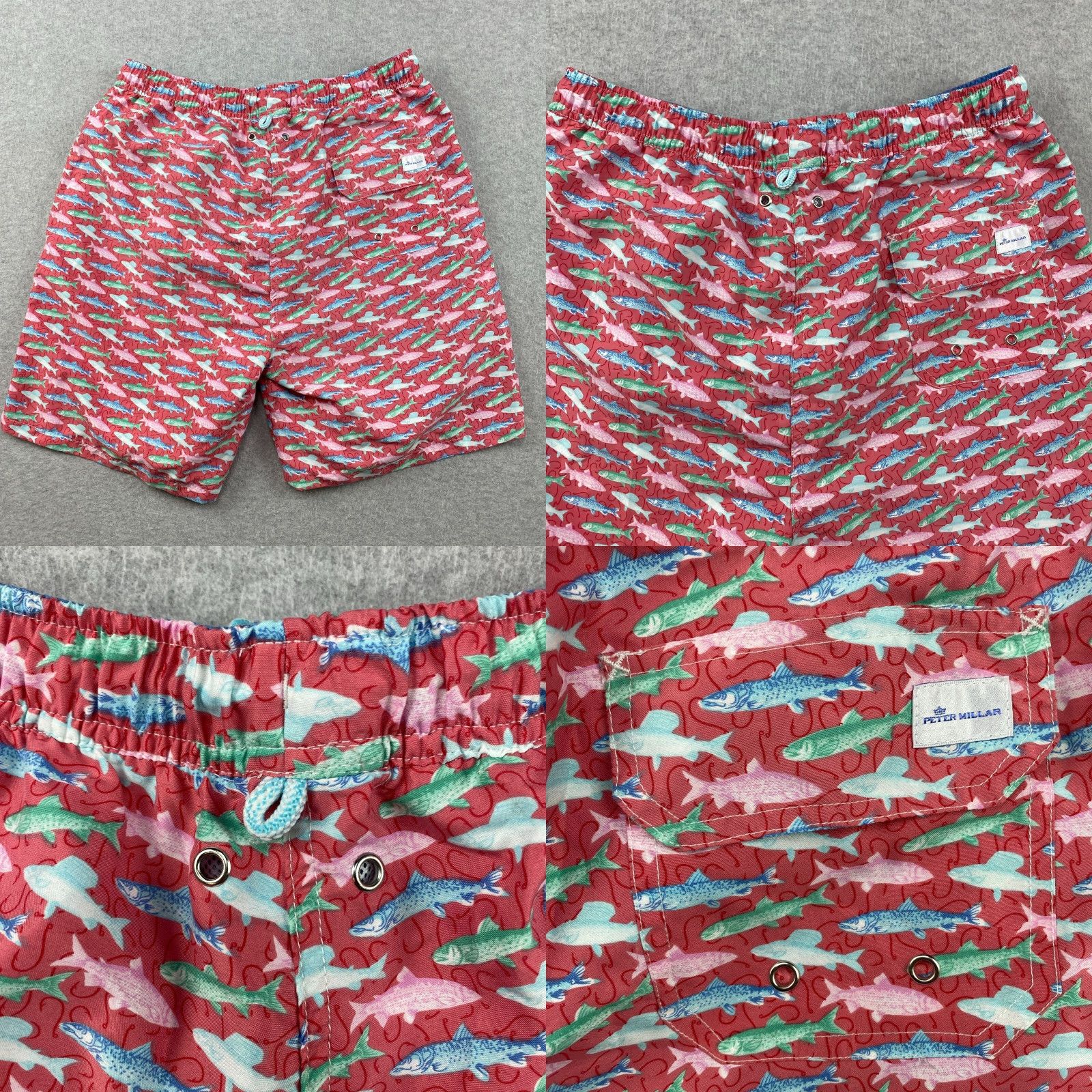 Peter Millar Peter Millar Shorts Mens Large Multicolor Fish Swim Drawstring Lined Pockets Quick Dry Seaside Collection Size US 33 - 9 Thumbnail