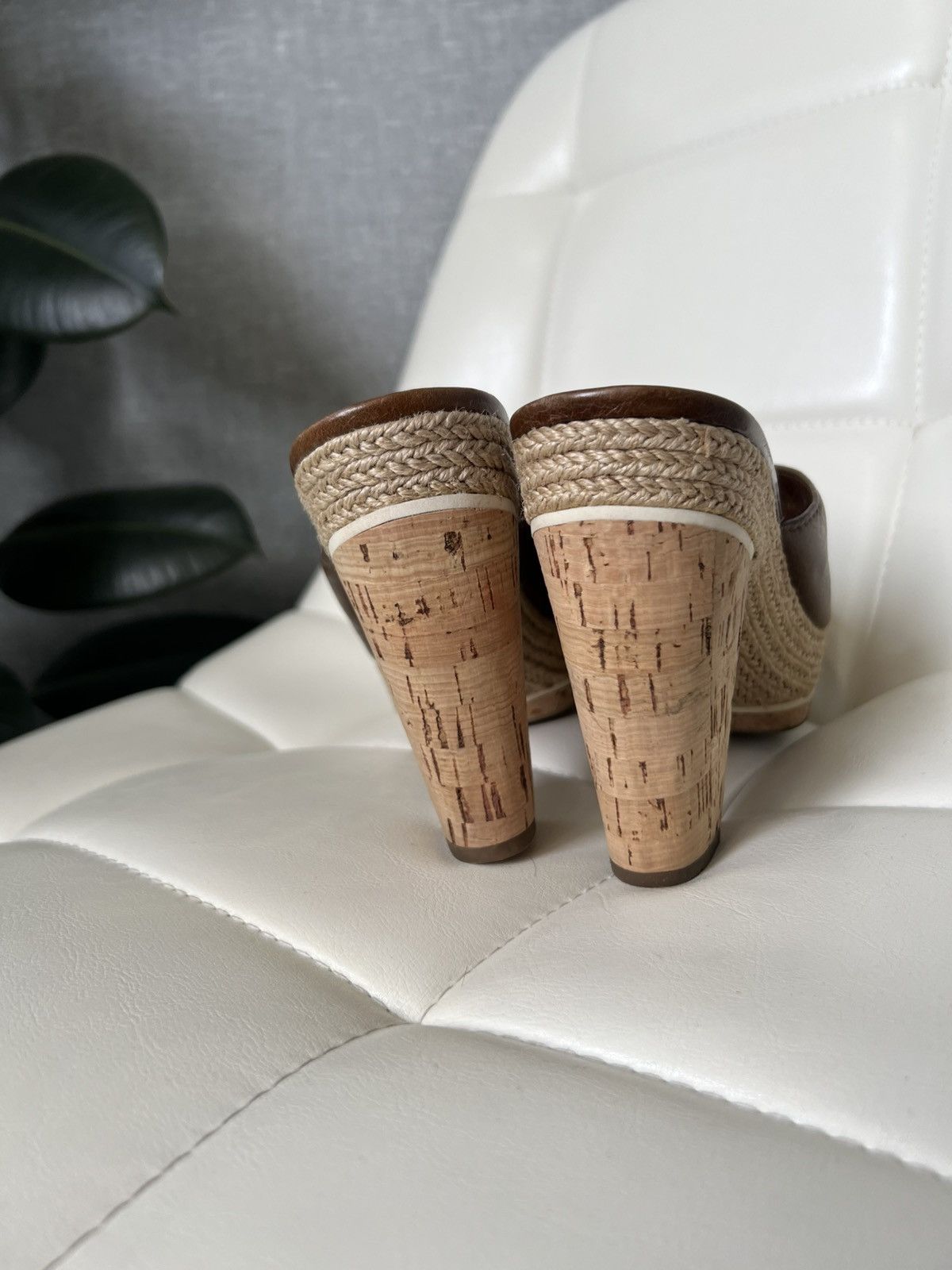 Prada Prada Leather Platform Mules Cork Heels Woven Trim Sandals Size US 8 / IT 38 - 17 Thumbnail