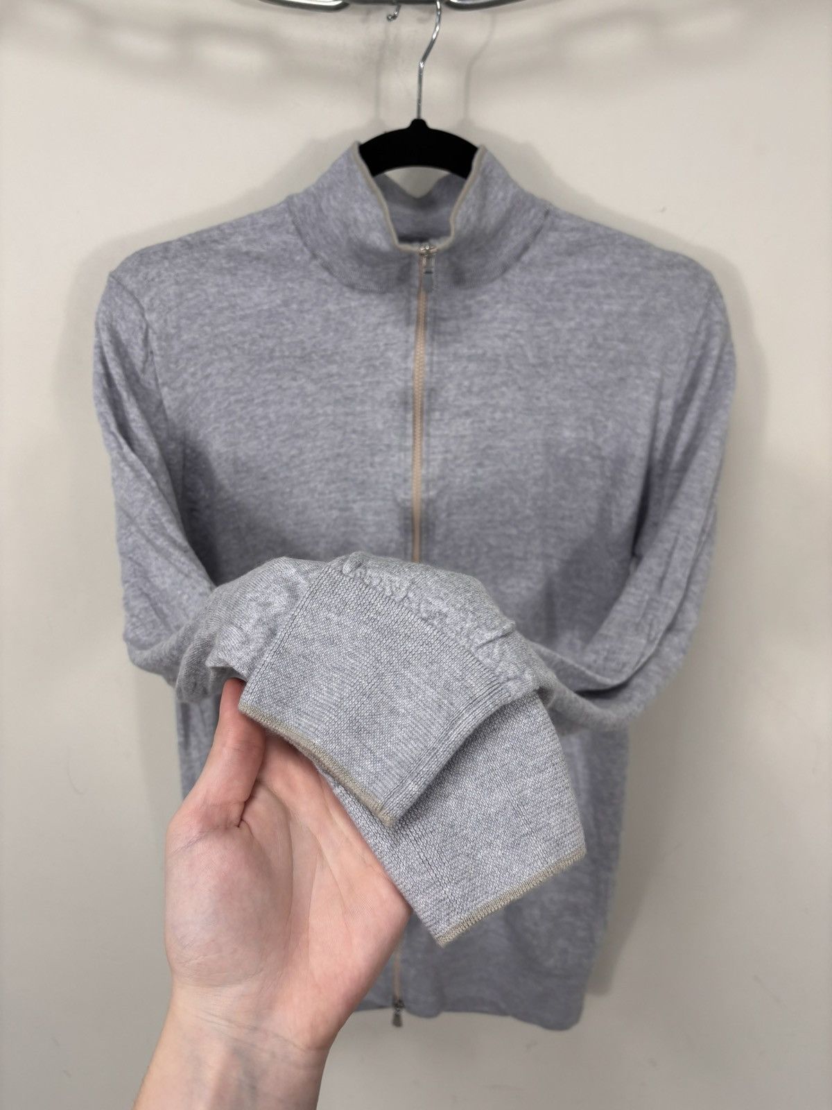 Gran Sasso Gran Sasso Men’s Grey Full Zip Virgin Wool Sweater Jacket Size US S / EU 44-46 / 1 - 7 Thumbnail