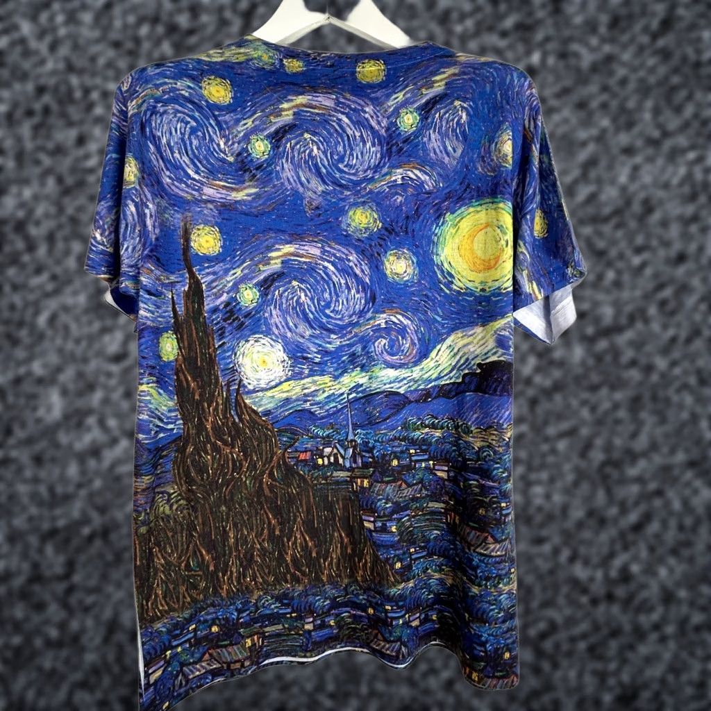 Vintage Yizzam Vincent Van Gogh The Starry Night T-Shirt Mens Medium Blue Short Sleeve Size US M / EU 48-50 / 2 - 1 Thumbnail