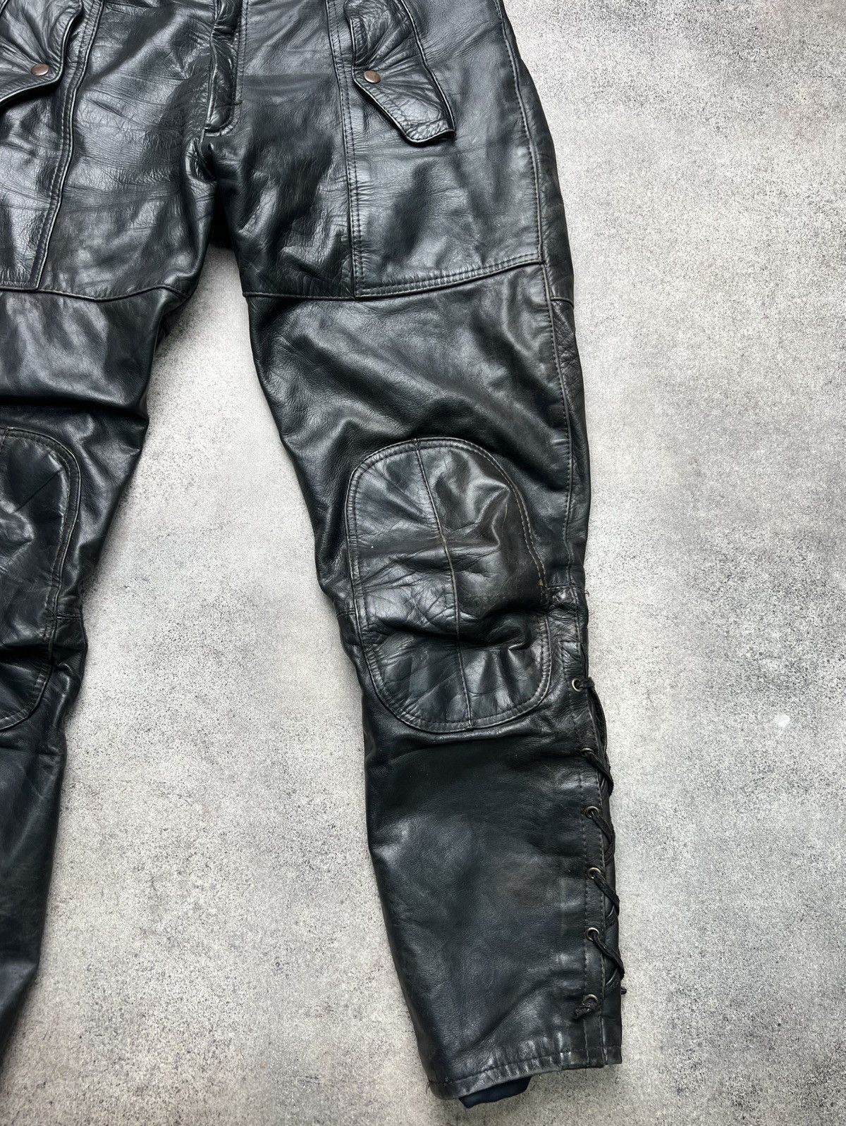 Vintage Vintage genuine leather biker pants Size US 33 - 3 Thumbnail