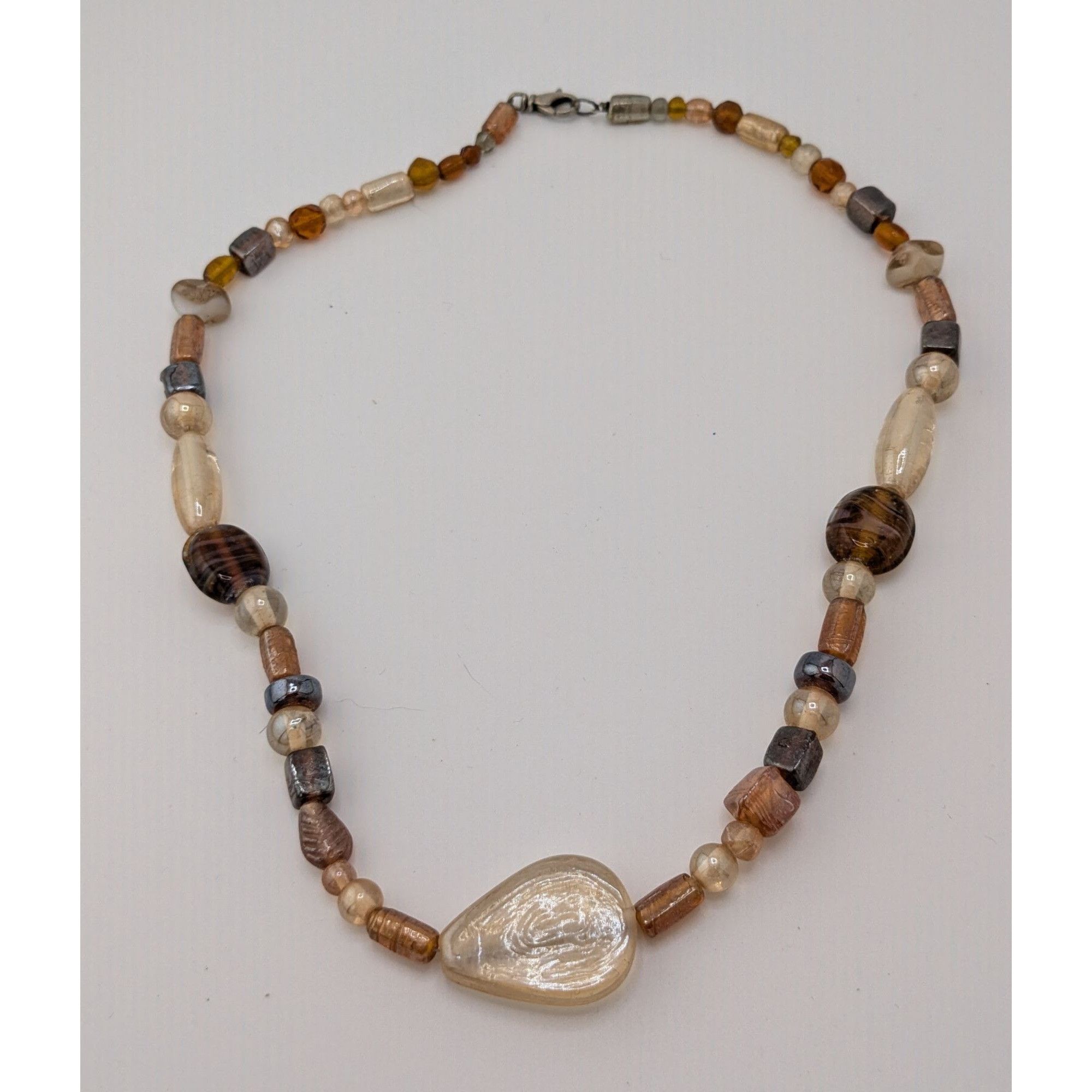 Other Earthy Glass Beaded Necklace With Teardrop Pendant Size ONE SIZE - 4 Thumbnail