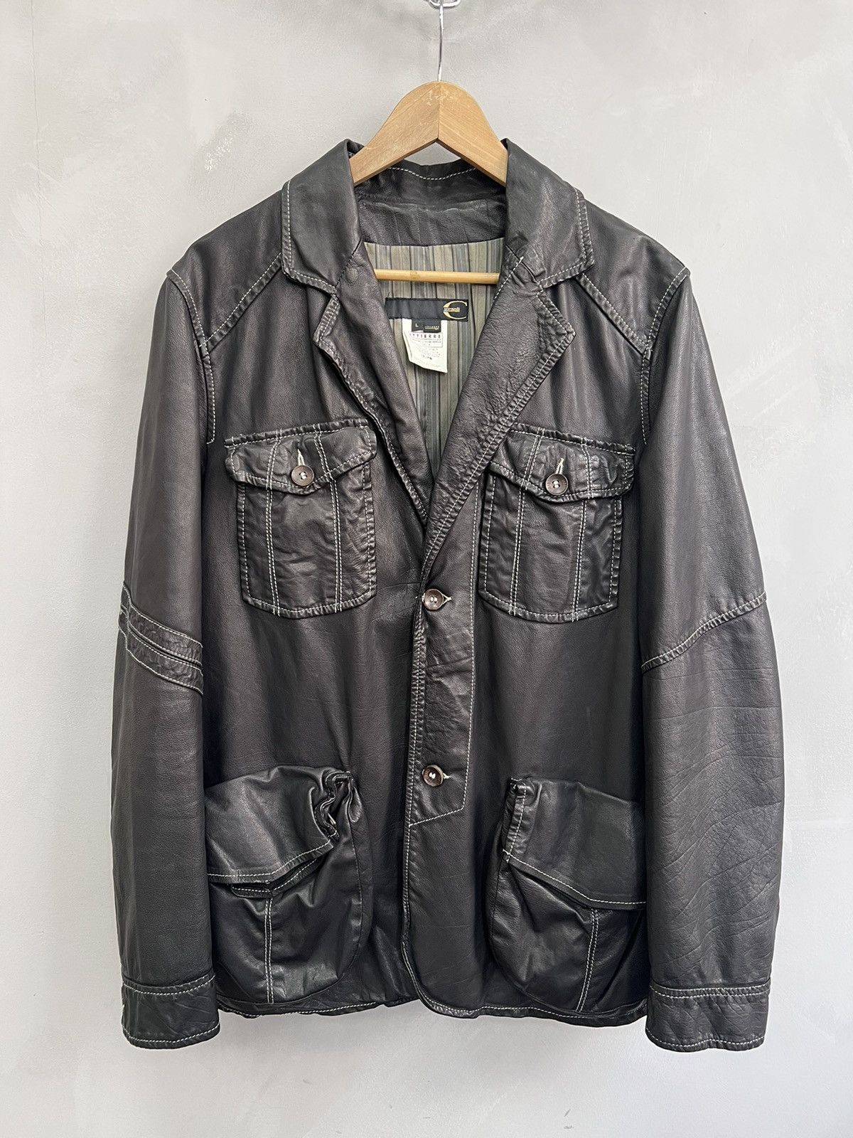 Designer × Just Cavalli × Roberto Cavalli blazer ROBERTO CAVALLI JACKET LEATHER NYLON BONDAGE Size US L / EU 52-54 / 3 - 1 Thumbnail