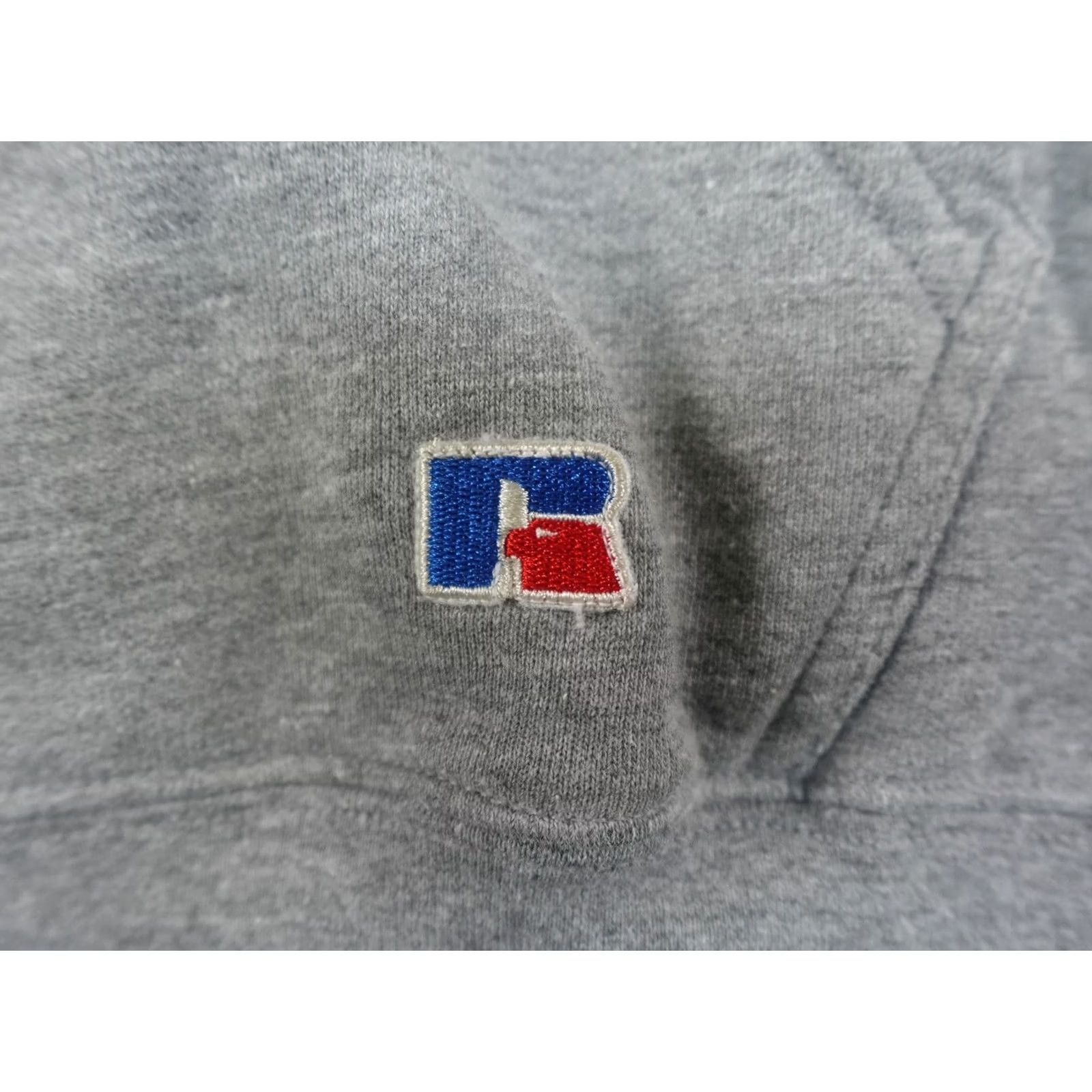 Russell Athletic VINTAGE Russell Athletic Hoodie Mens Large Gray Graphic Print Logo Pullover Fleece Kangaroo Pocket Size US L / EU 52-54 / 3 - 3 Thumbnail