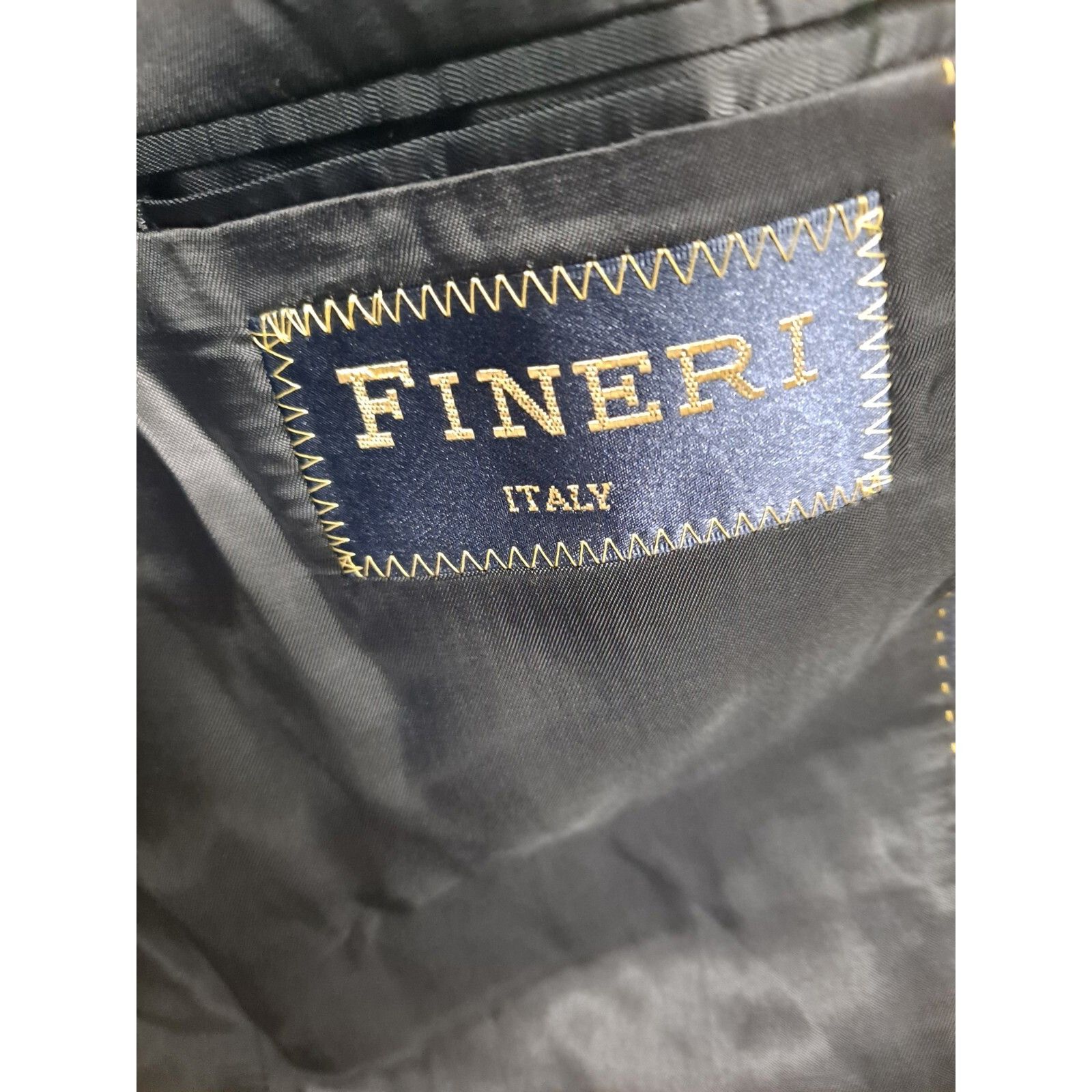 Other Fineri Italian Super 120s Suit Jacket Dark Blue Plaid Size 40R - 7 Thumbnail