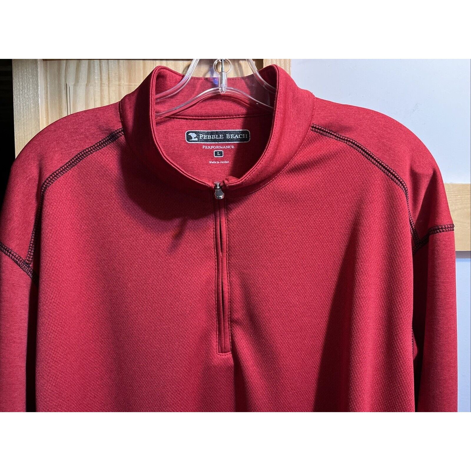 Lone Cypress By Pebble Beach Pebble Beach Performance Men’s L Red LS 1/4 Zip Windbreaker Size US L / EU 52-54 / 3 - 6 Thumbnail